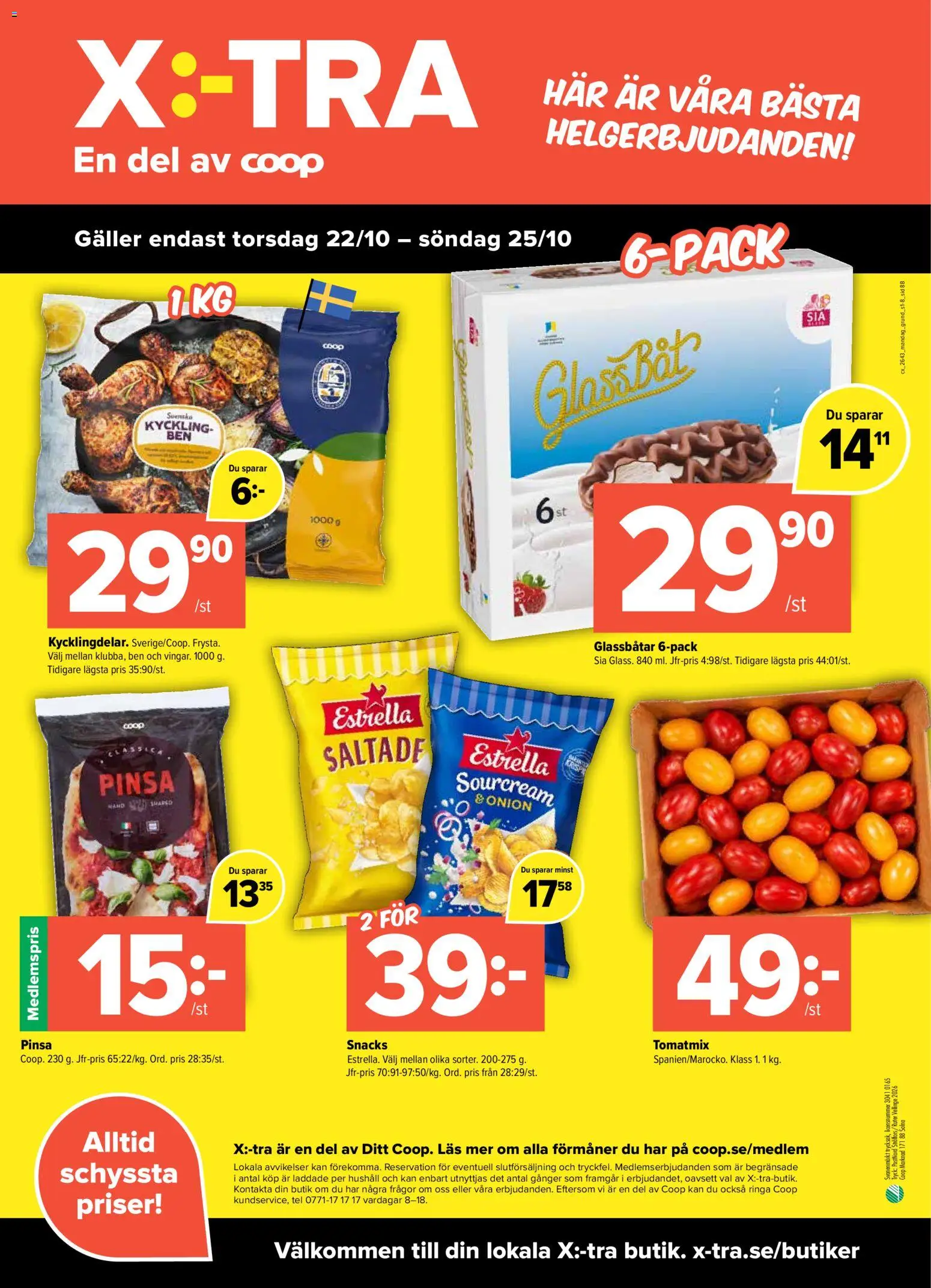 Coop X:-TRA reklamblad aktuell från 19/10/2026 | Sida: 8 | Produkter: Ben, Galler, Snacks, Kyckling