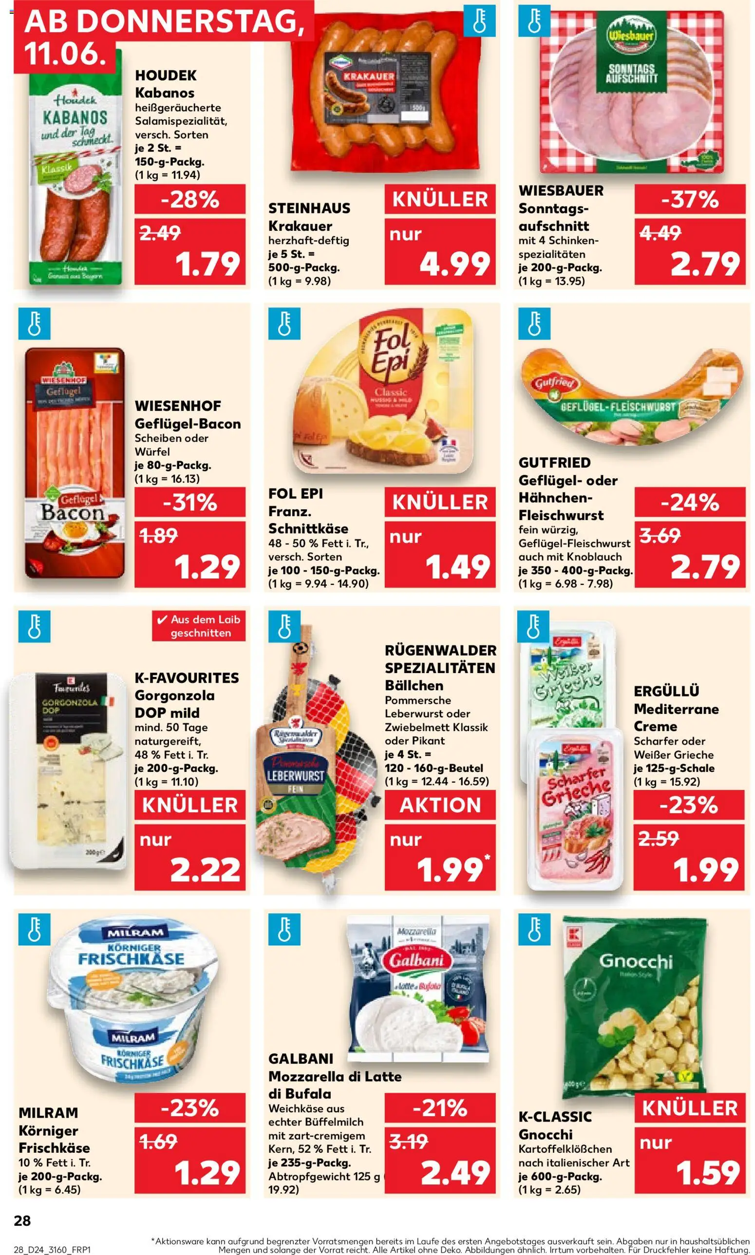 Kaufland Prospekt Berlin – gültig ab 11.06.2026 | Seite: 28 | Produkte: Mozzarella, Creme, Milram, Schinken