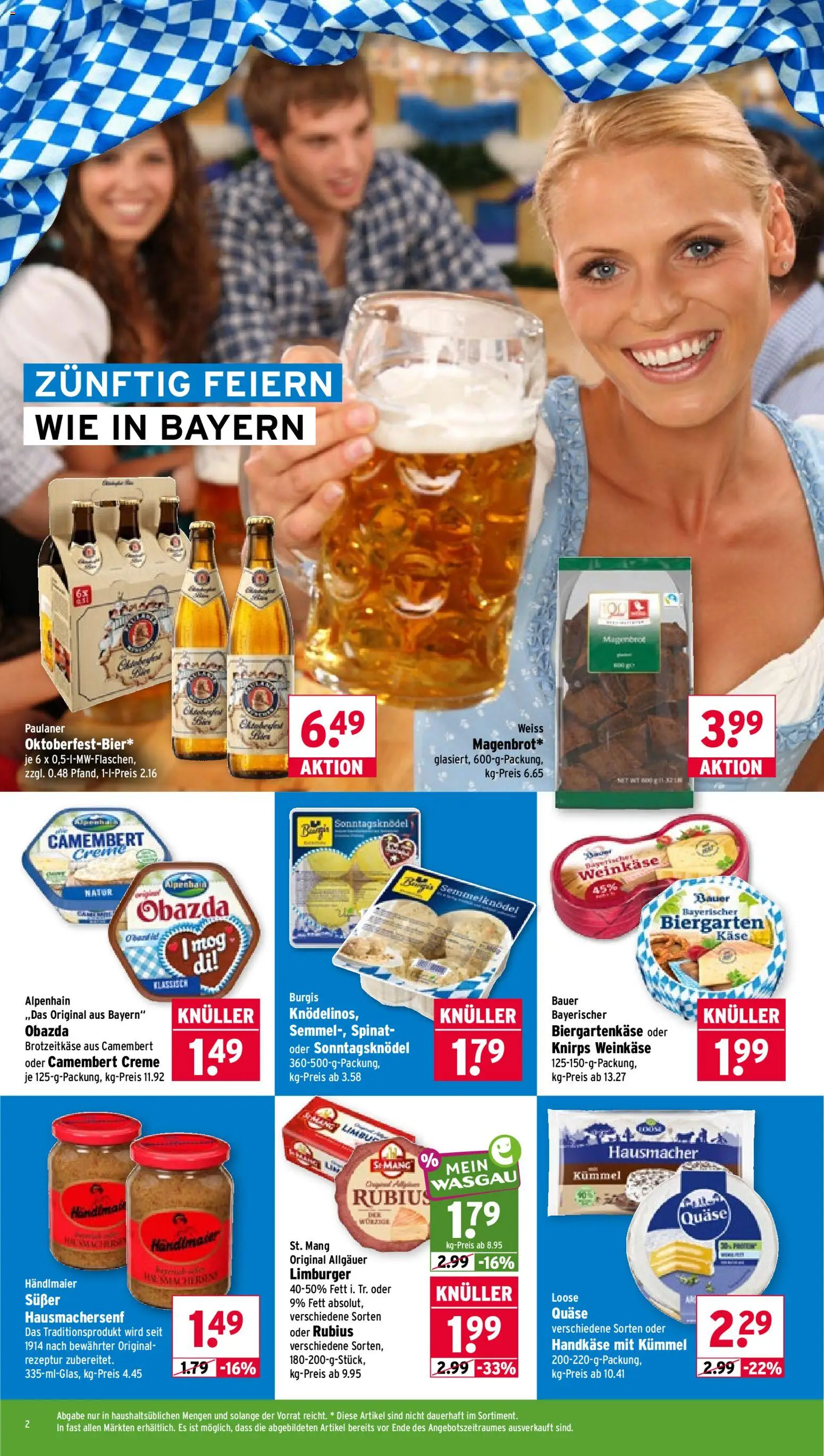 Wasgau Prospekt – gültig ab 07.09.2026 | Seite: 2 | Produkte: Käse, Creme, Camembert, Paulaner