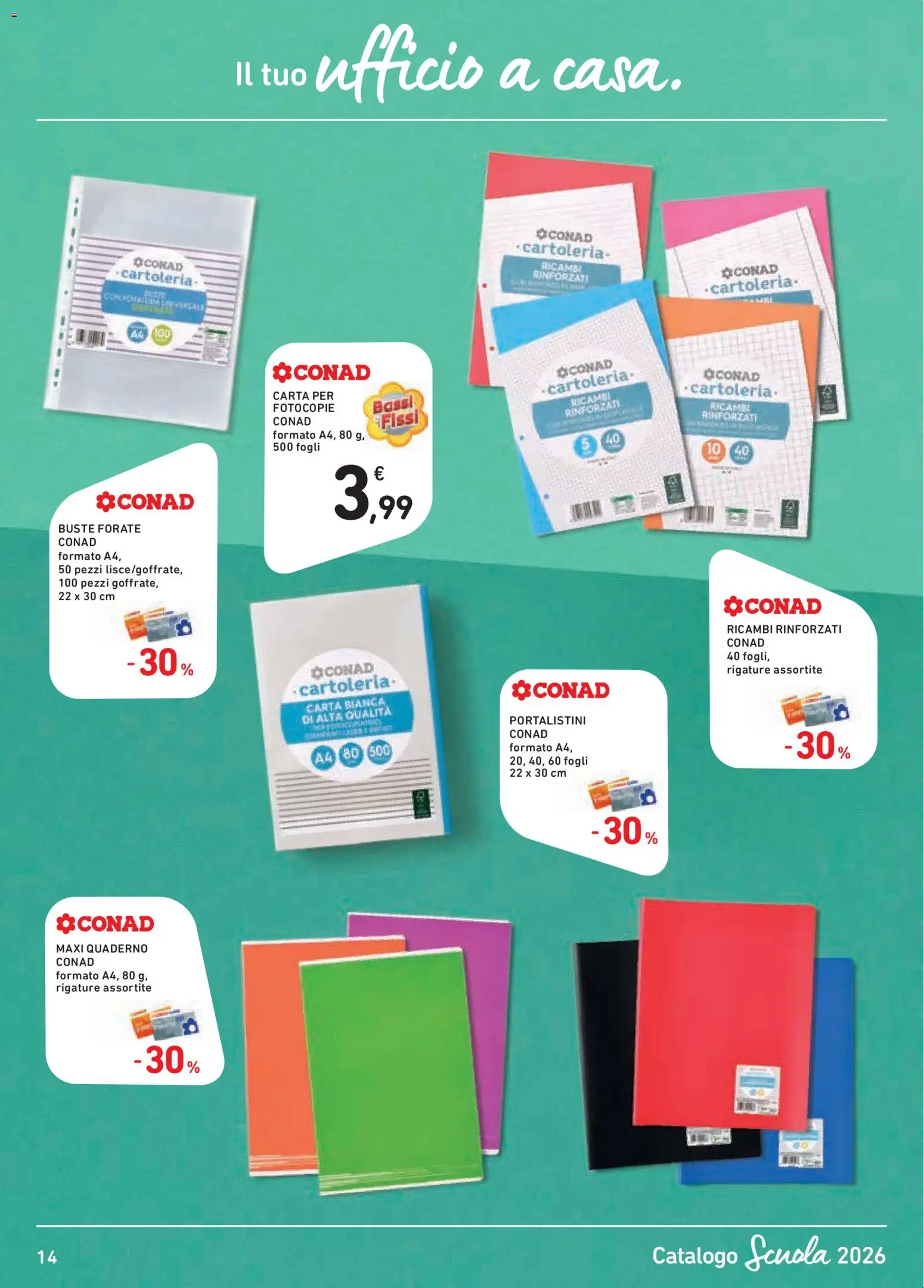 Volantino Conad del 21/08/2026 | Pagina: 14 | Prodotti: Quaderno