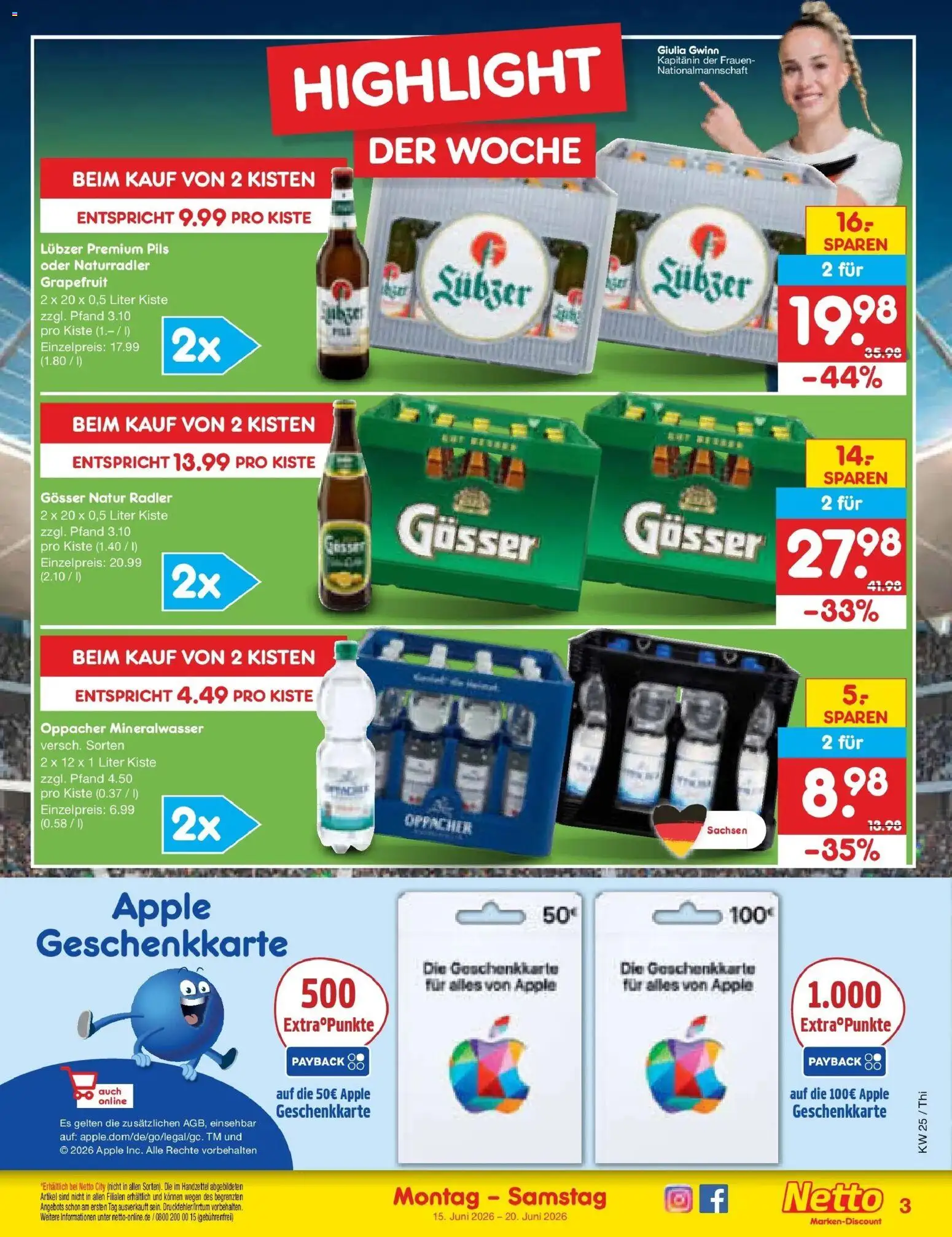 Netto Marken-Discount Prospekt Pirna – gültig ab 14.06.2026 | Seite: 3 | Produkte: Pils, Mineralwasser, Apple, Grapefruit