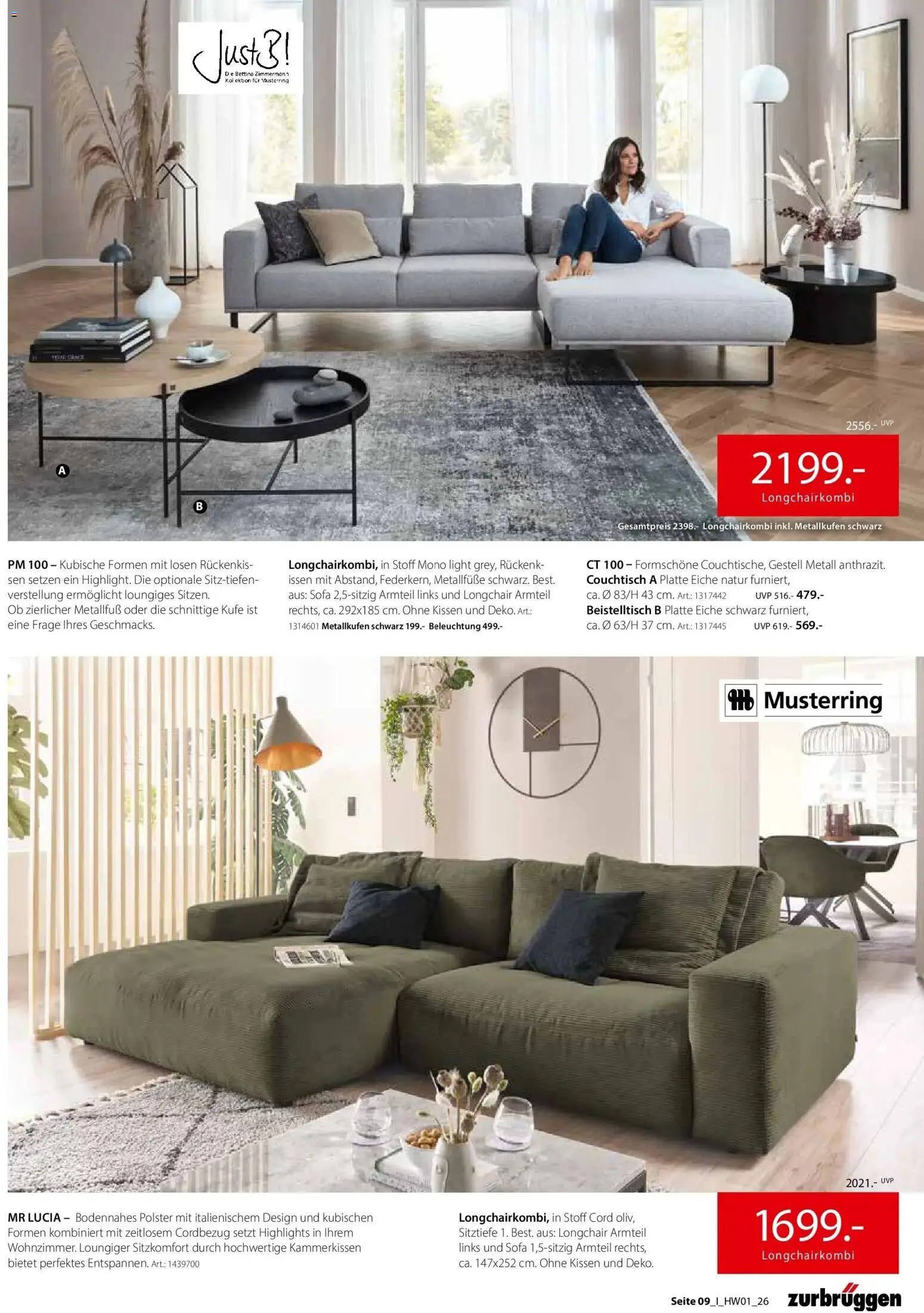 Zurbrüggen Ihr Einrichtungshaus der Extraklasse – gültig ab 27.03.2026 | Seite: 9 | Produkte: Beistelltisch, Kissen, Sofa, Couchtisch
