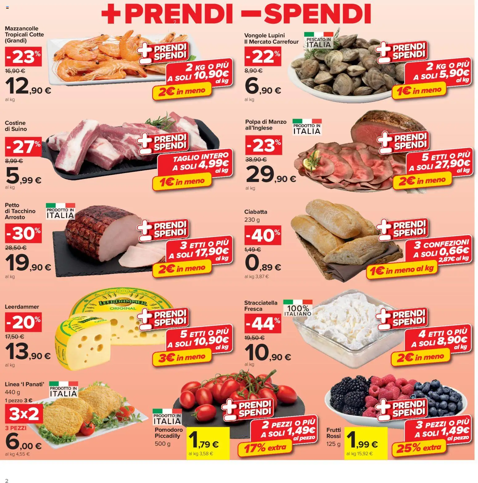 Volantino Carrefour del 13/07/2026 | Pagina: 2 | Prodotti: Vongole, Suino, Pomodoro, Stracciatella