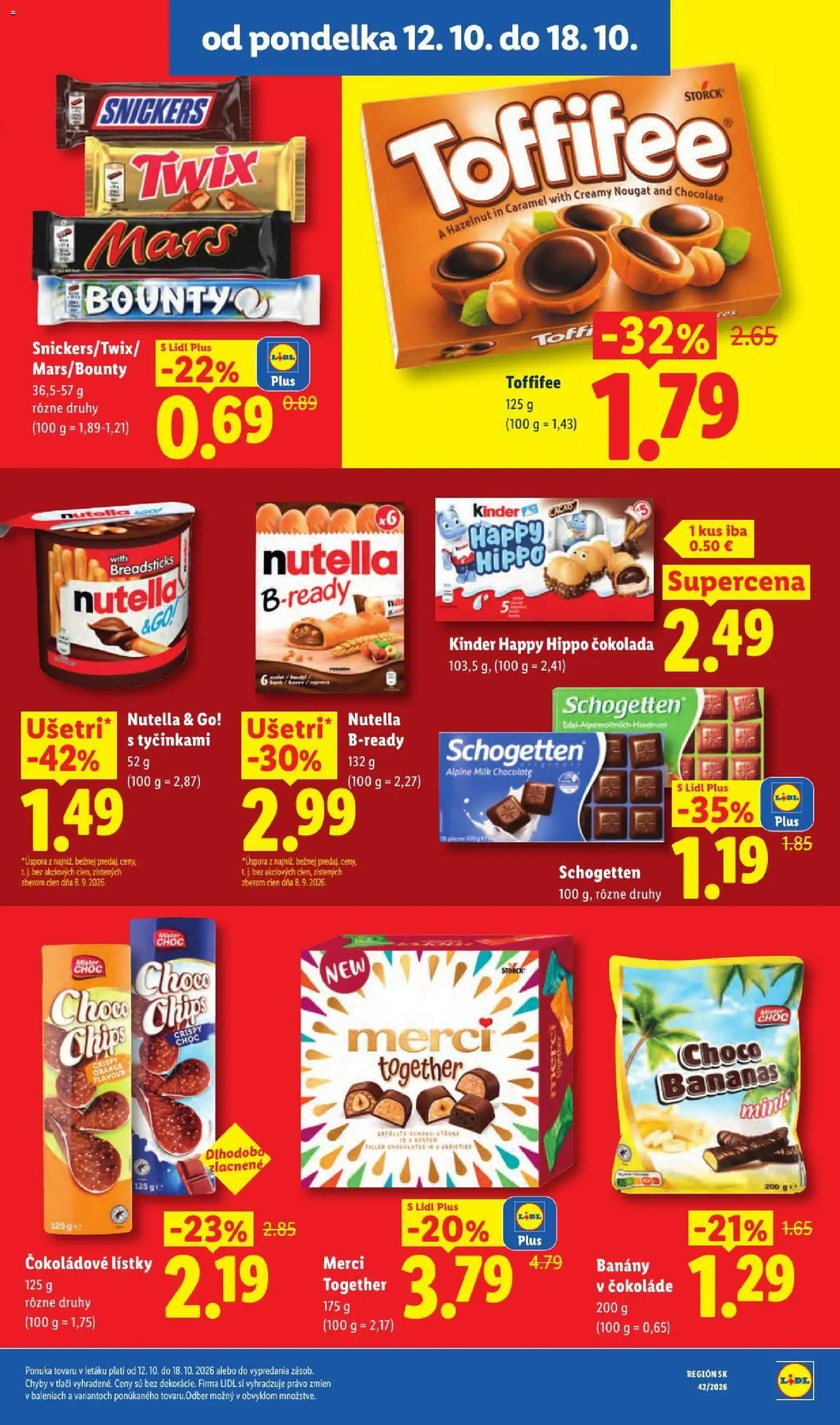 Nové Lidl akcie – leták je platný od 12.10.2026 | Strana: 53 | Produkty: Banány, Kinder, Toffifee, Nutella