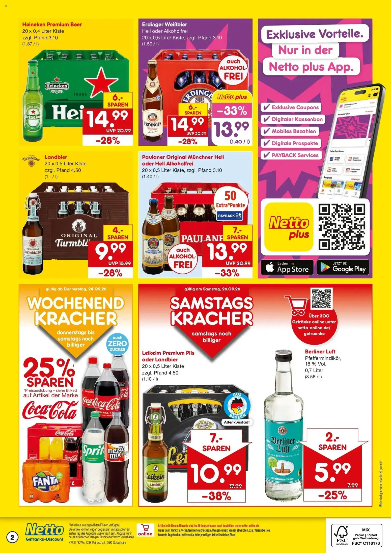 Netto Marken-Discount Prospekt Schaafheim – gültig ab 21.09.2026 | Seite: 2 | Produkte: Weißbier, Pils, Heineken, Paulaner