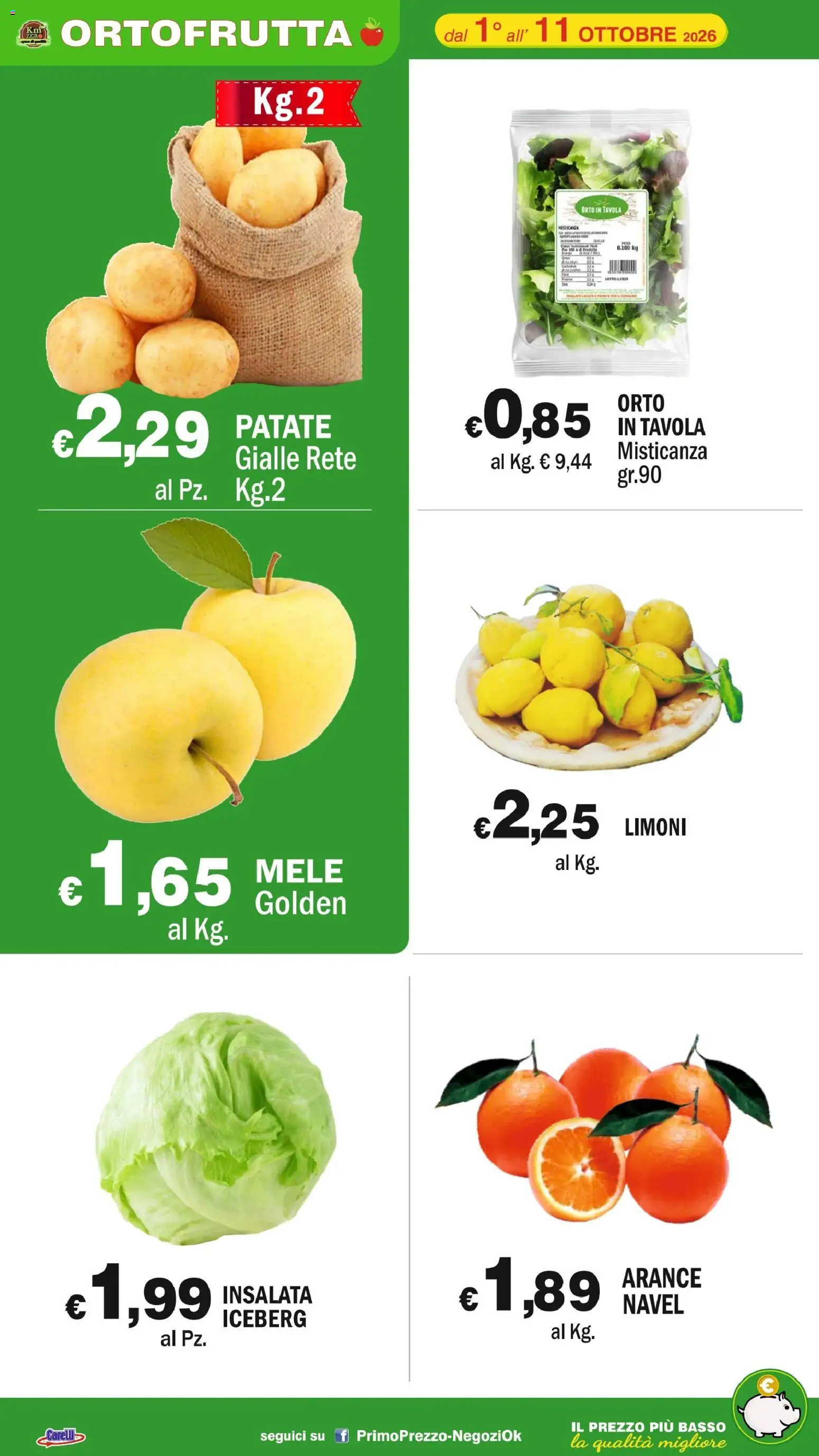 Volantino Primo Prezzo del 01/10/2026 | Pagina: 29 | Prodotti: Misticanza, Mele, Insalata, Patate
