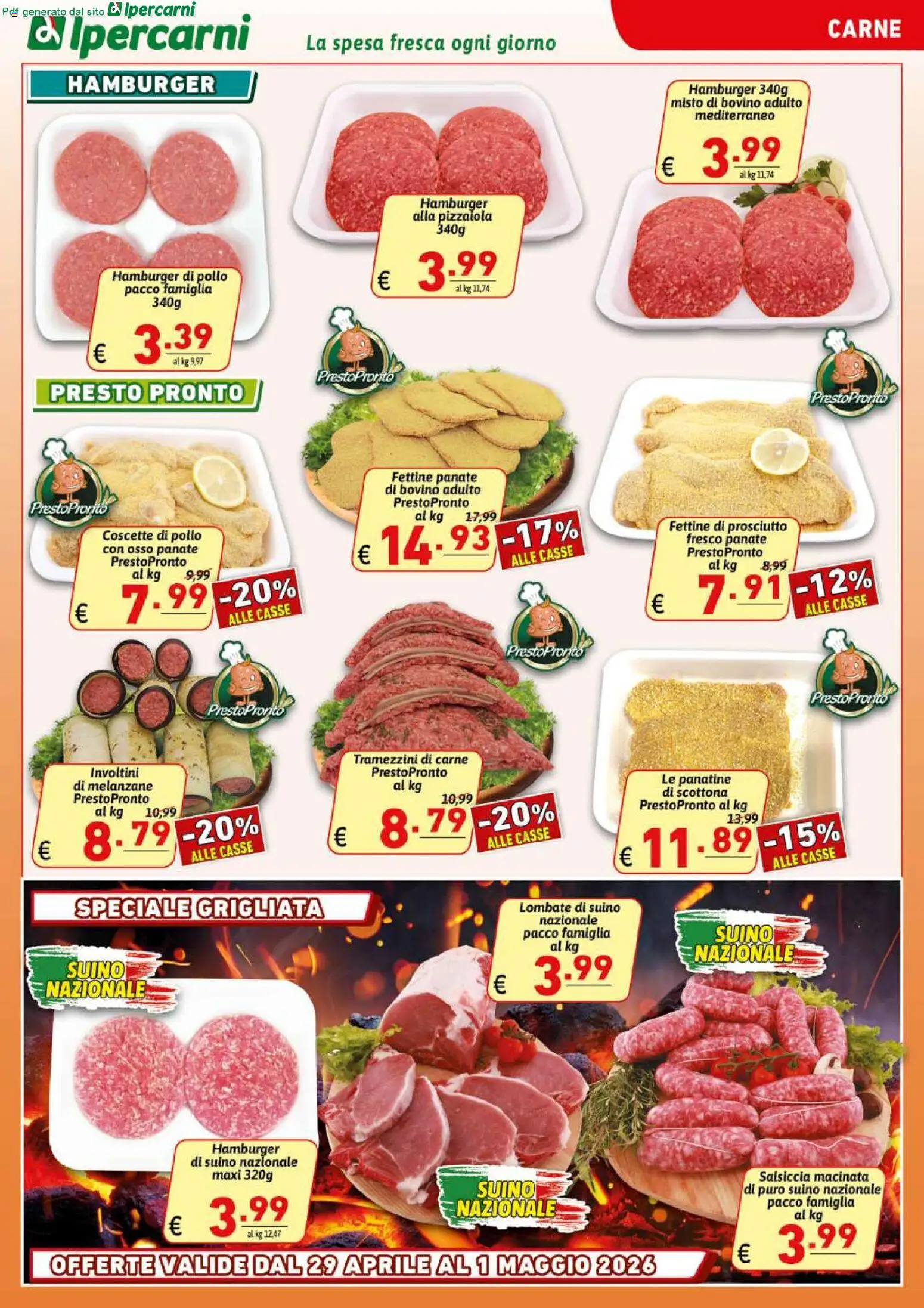 Volantino Ipercarni del 29.04.2026 | Pagina: 3 | Prodotti: Pollo, Suino, Salsiccia, Melanzane
