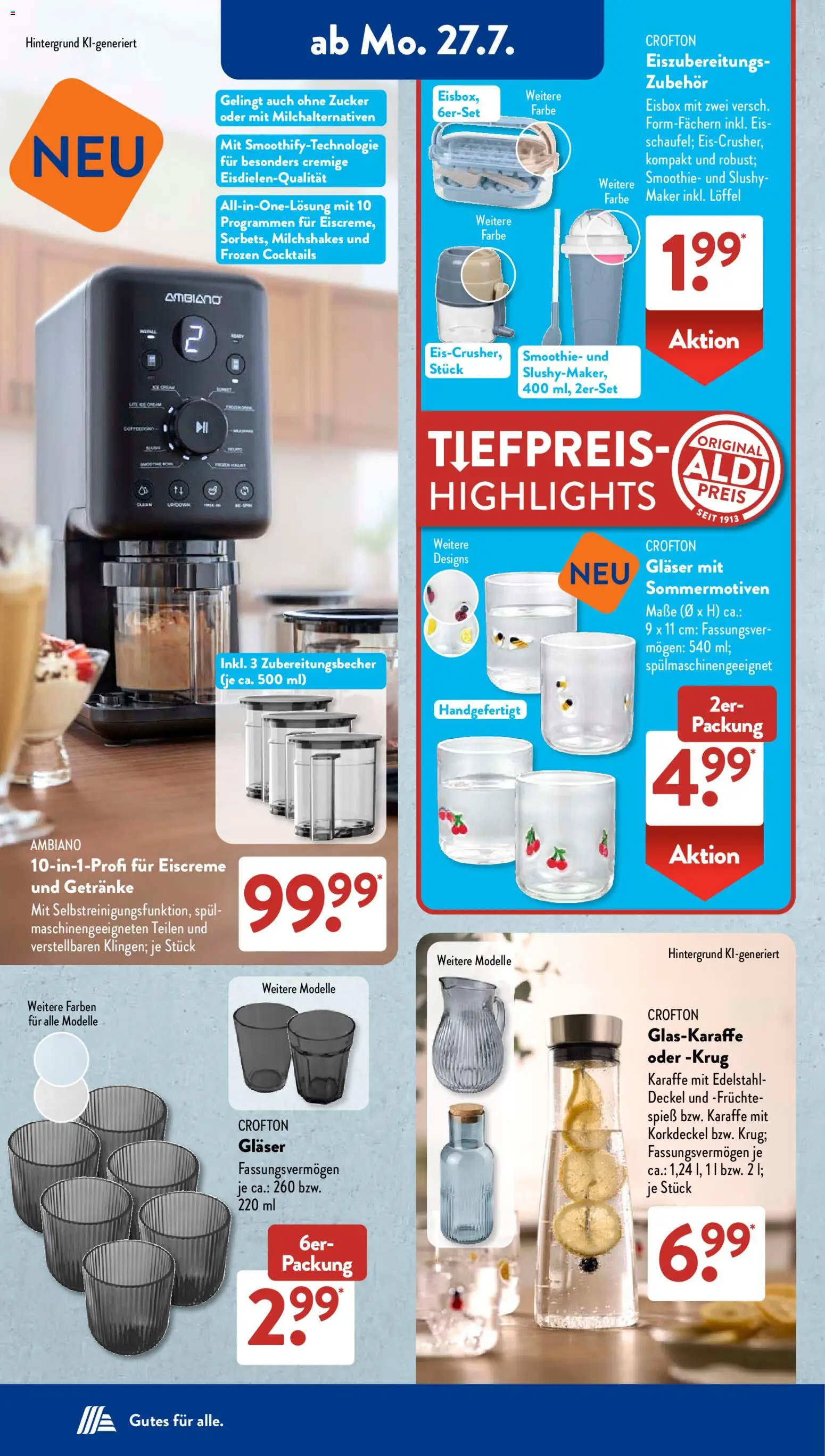 Aldi Süd Prospekt – gültig ab 27.07.2026 | Seite: 13 | Produkte: Käse, Pudding, Wasser, Teekanne