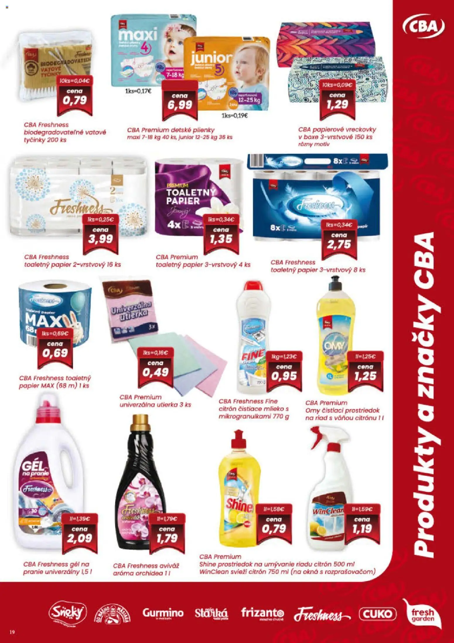Nové KARMEN CBA akcie – leták je platný od 02.07.2026 | Strana: 19 | Produkty: Mlieko, Toaletný papier, Čistiaci prostriedok, Orchidea