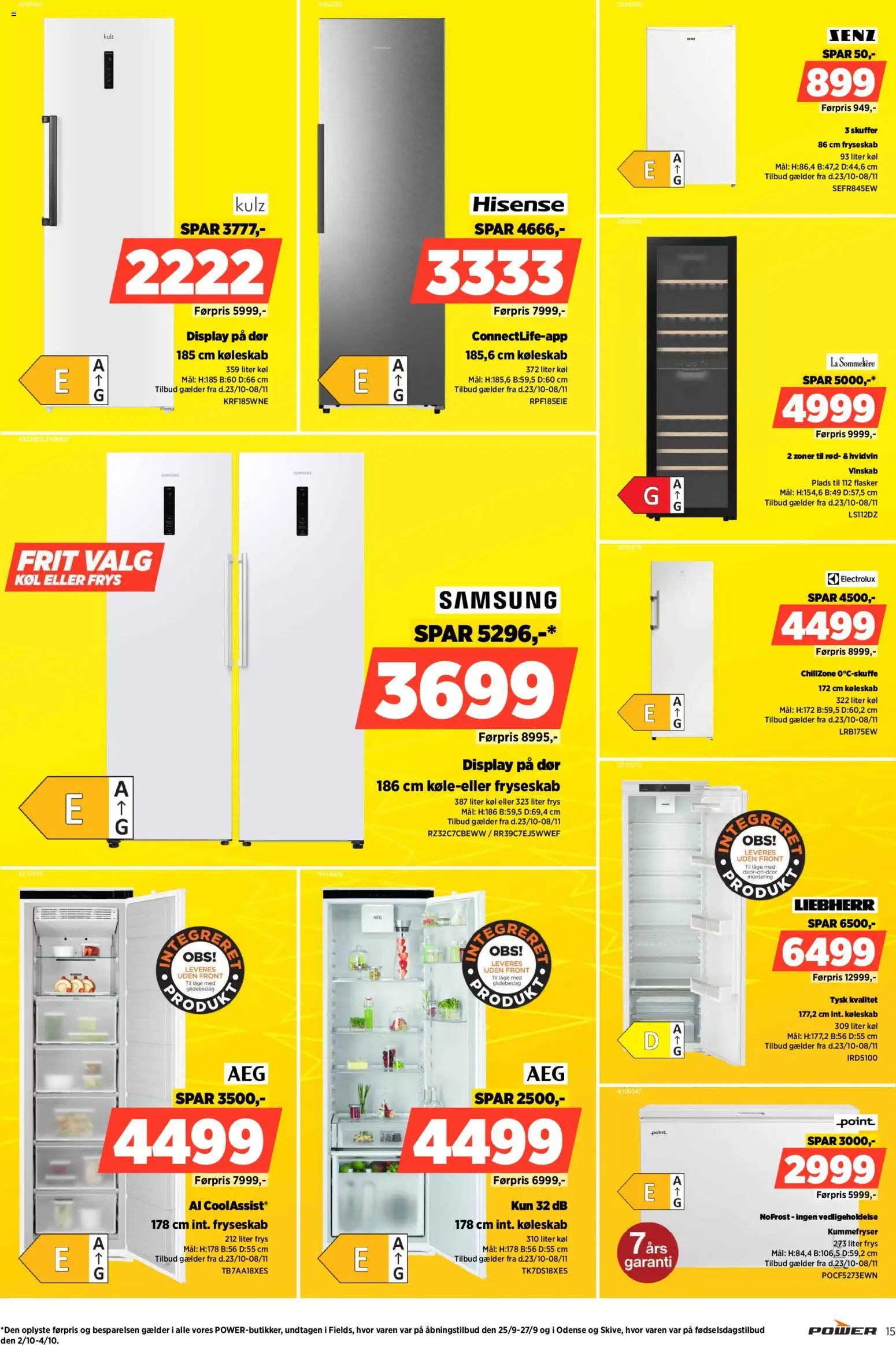 Power tilbudsavis – gyldig fra 23/10/2026 | Side: 15 | Produkter: Hvidvin, Køleskab