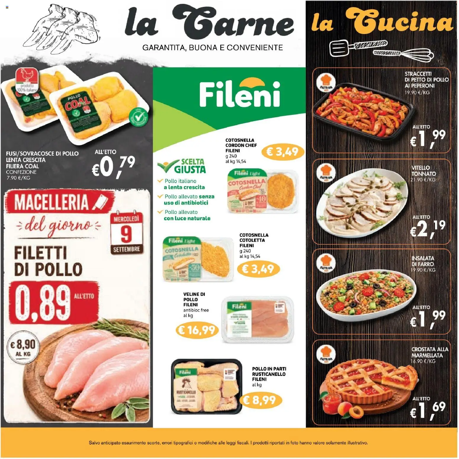 Volantino Coal del 28/08/2026 | Pagina: 5 | Prodotti: Petto di Pollo, Veline, Carne, Farro