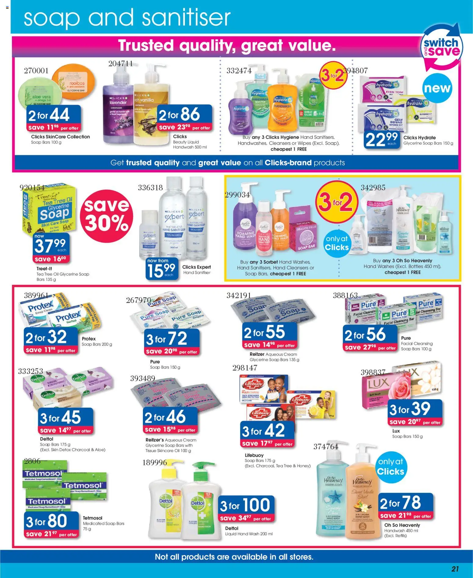 New Clicks catalogue – valid from 11.03.2026 | Page: 21 | Products: Vitamins, Switch, Tea, Sanitiser
