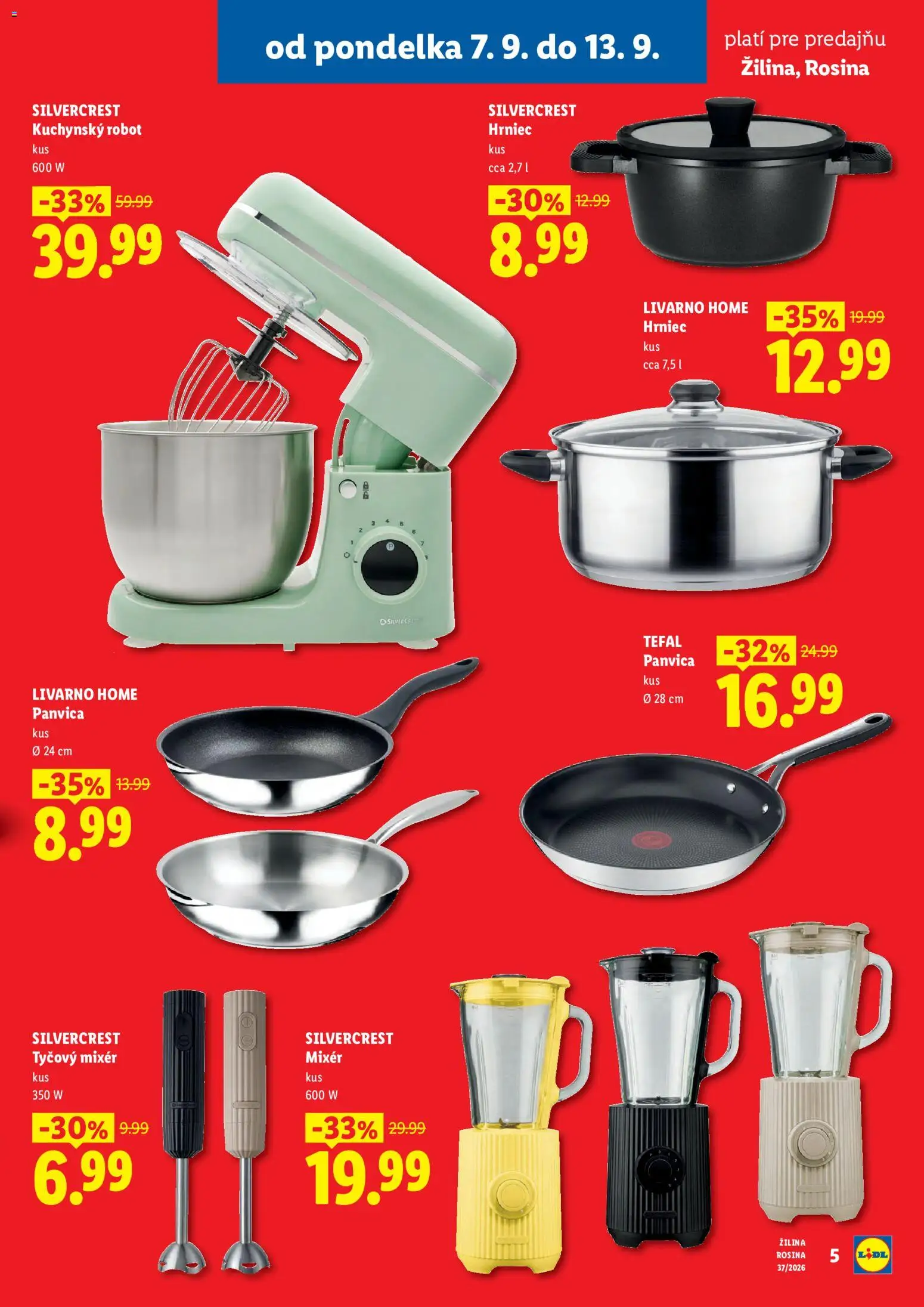 Nové Lidl akcie – leták je platný od 07.09.2026 | Strana: 5 | Produkty: Kuchynský robot, Mixér, Tyčový mixér