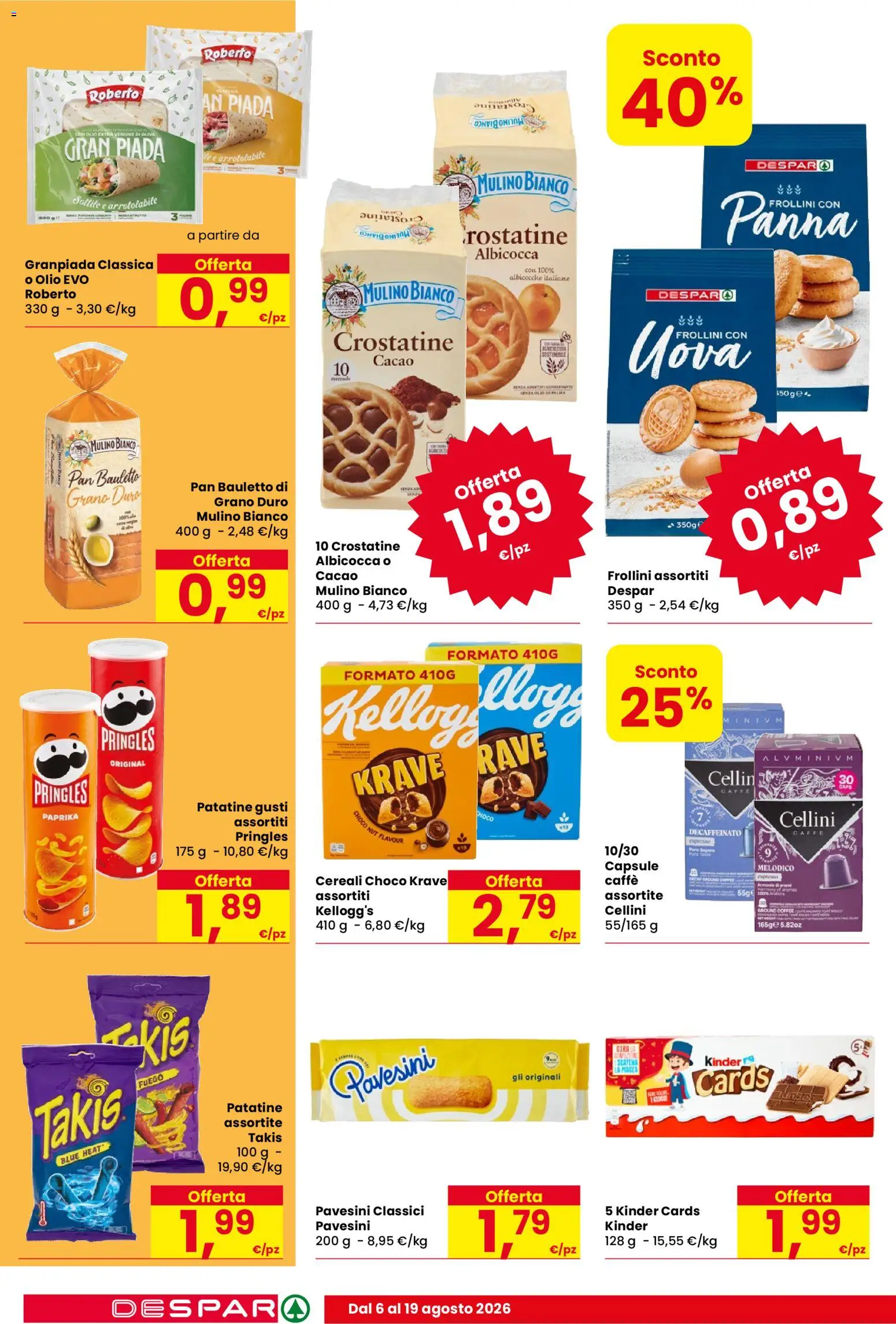 Volantino Despar del 06/08/2026 | Pagina: 10 | Prodotti: Caffè, Crostatine, Cacao, Frollini