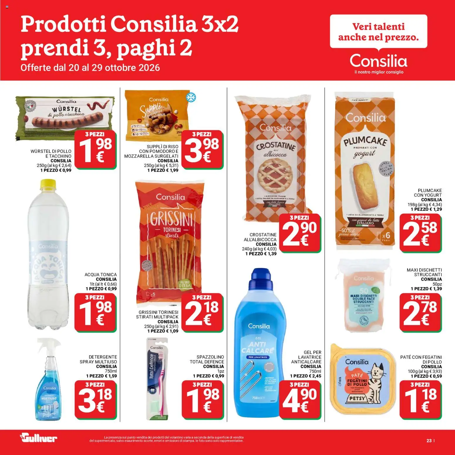 Volantino Gulliver del 20/10/2026 | Pagina: 23 | Prodotti: Paté, Uova, Riso, Tacchino