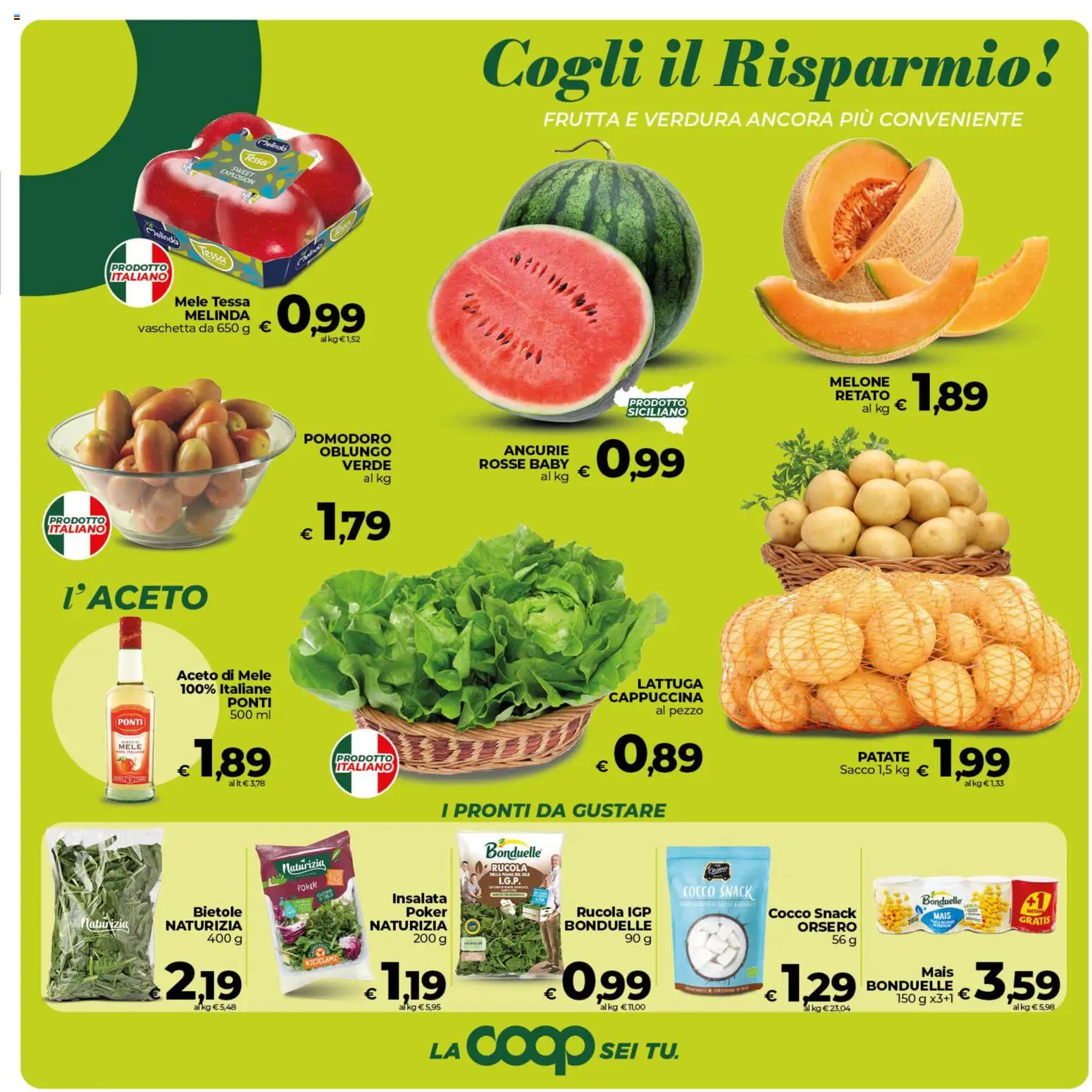 Volantino COOP del 19.05.2026 | Pagina: 11 | Prodotti: Pomodoro, Melone, Cocco, Aceto