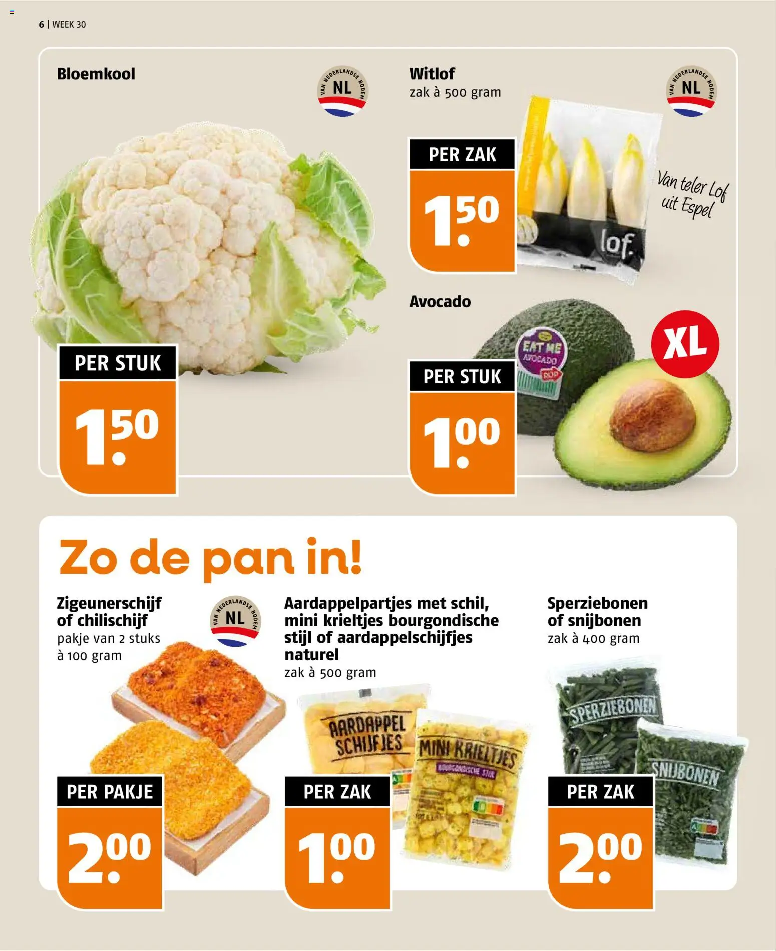 {H1} | Pagina: 6 | Producten: Bloemkool, Pan, Krieltjes, Zak
