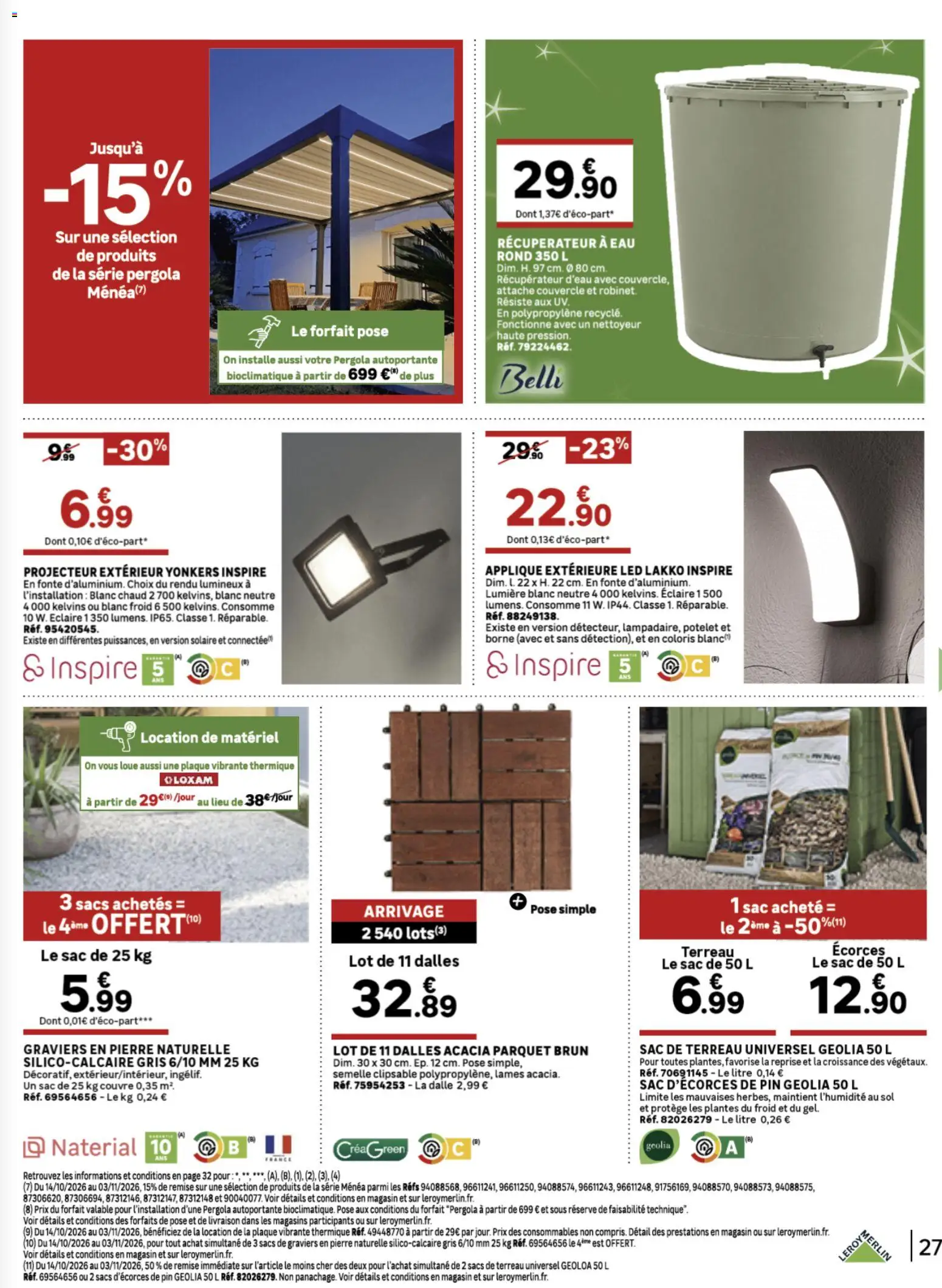 {H1} | Page: 27 | Produits: Sac, Terreau Universel, Projecteur extérieur, Terreau