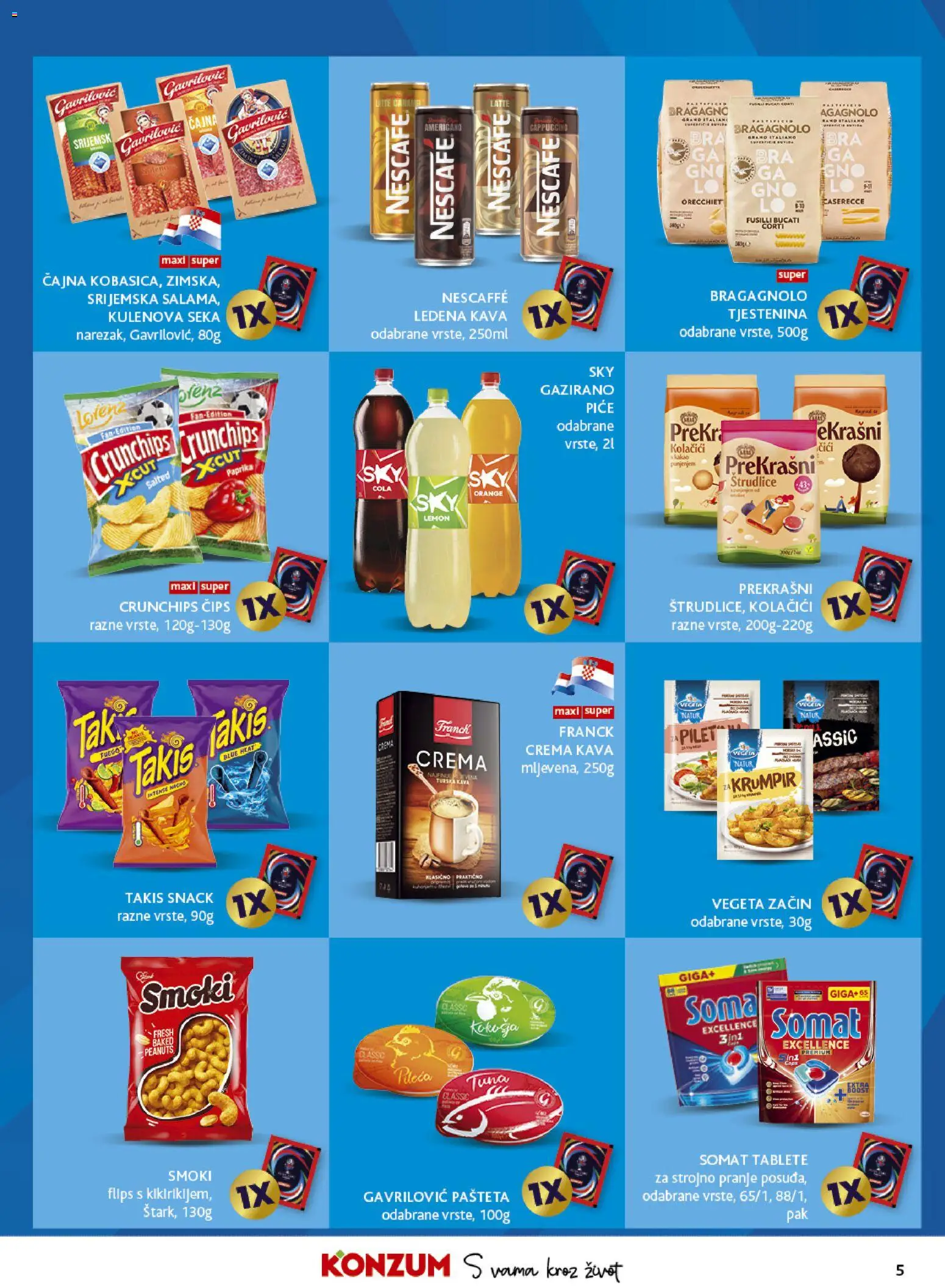 Konzum HR akciós ujság - amely érvényes a következő dátumtól: 17.06.2026 | Oldal: 5 | Termékek: Nescafé, Vegeta, Cappuccino, Cola