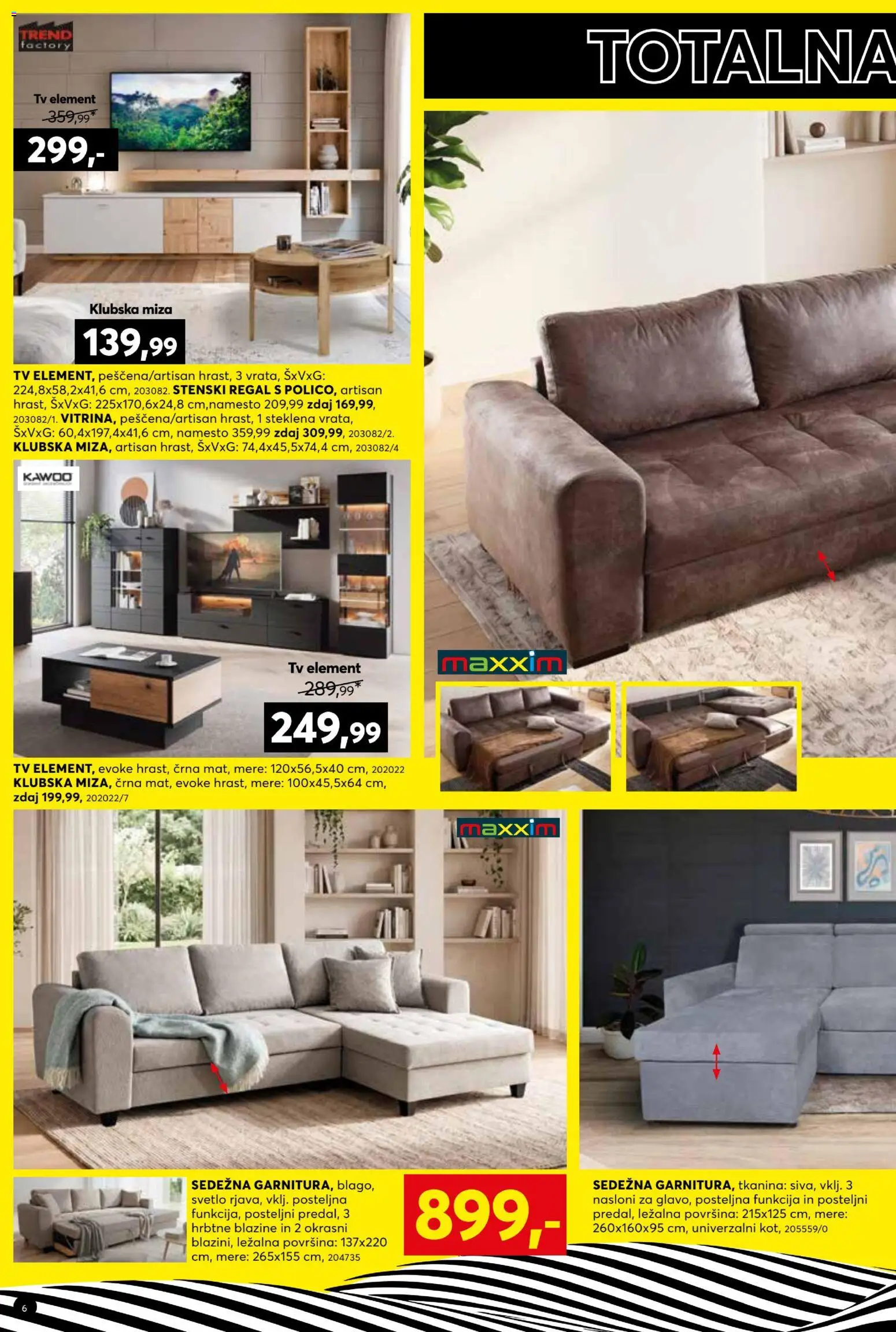 Novi Dipo katalog ponudbe – veljaven od 01.07.2026 | Stran: 6 | Izdelki: Tv, Klubska miza, Miza, Regal