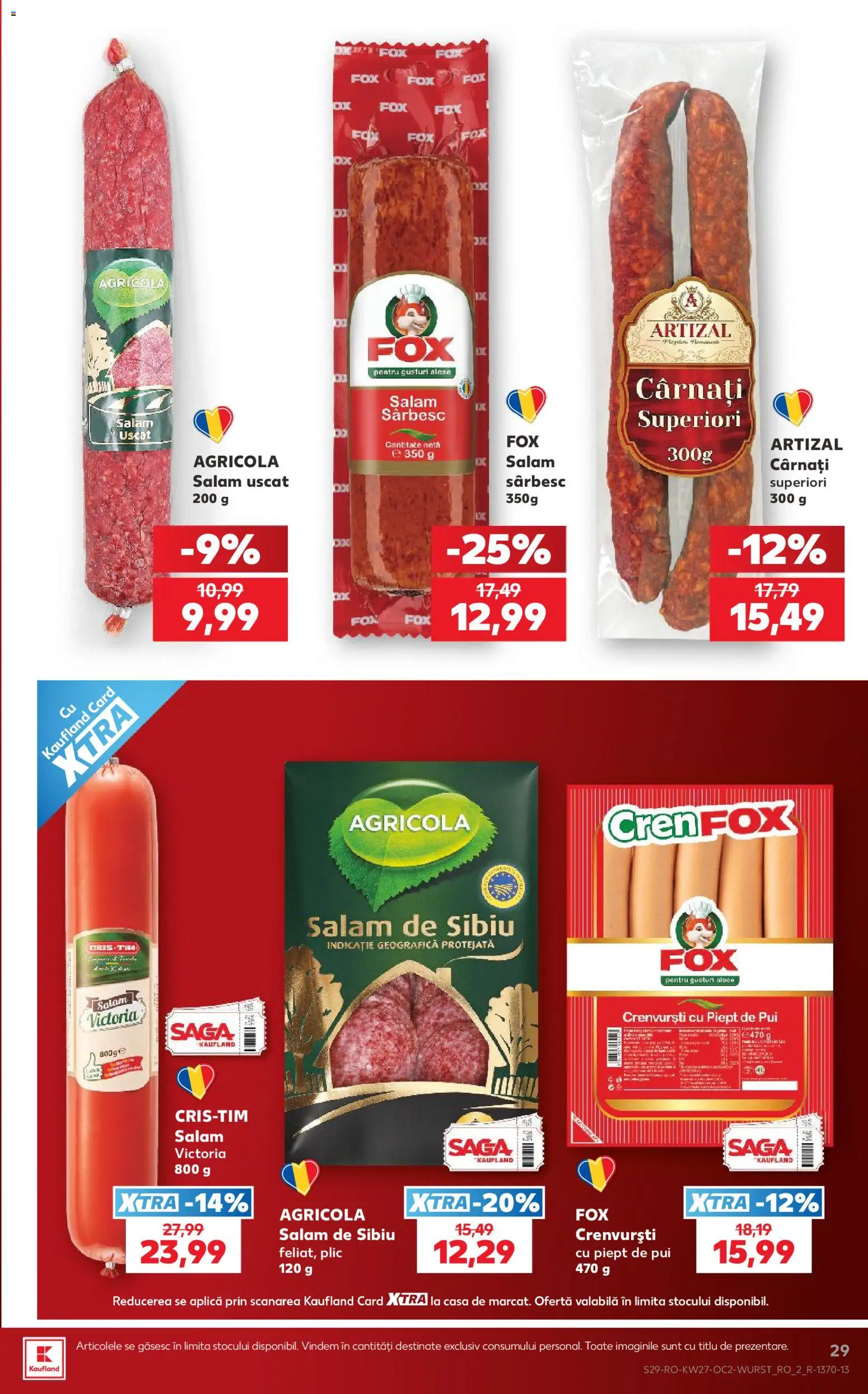 Noul catalog Kaufland – valabil de la 01.07.2026 | Pagină: 29 | Produse: Hacıyatmaz Kedi Oyuncağı, Crenvurști, Salam, Cârnați
