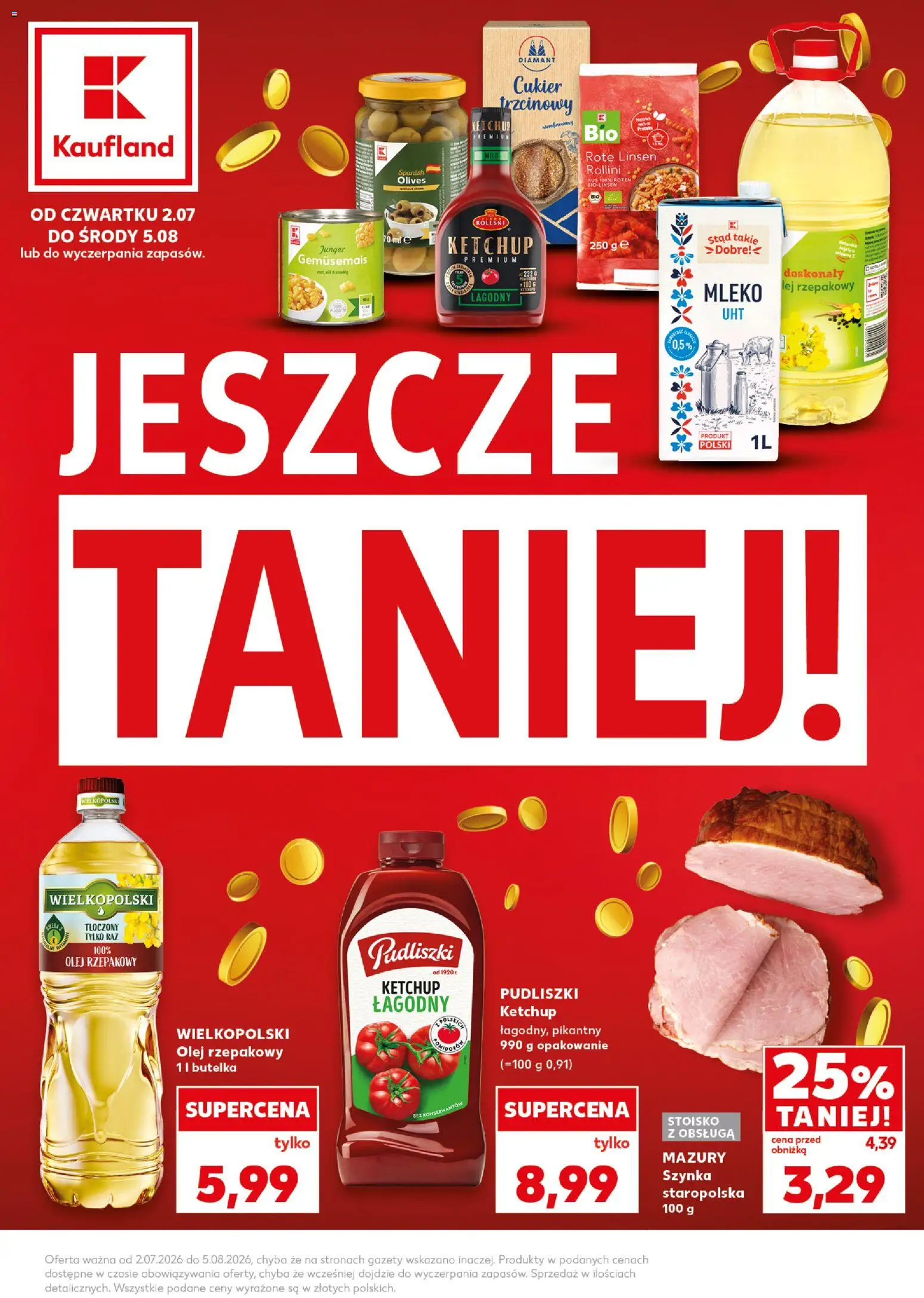 Kaufland Polsko leták - Jeszcze taniej od 02.07.2026 | Strana: 1 | Produkty: Mléko, Olej