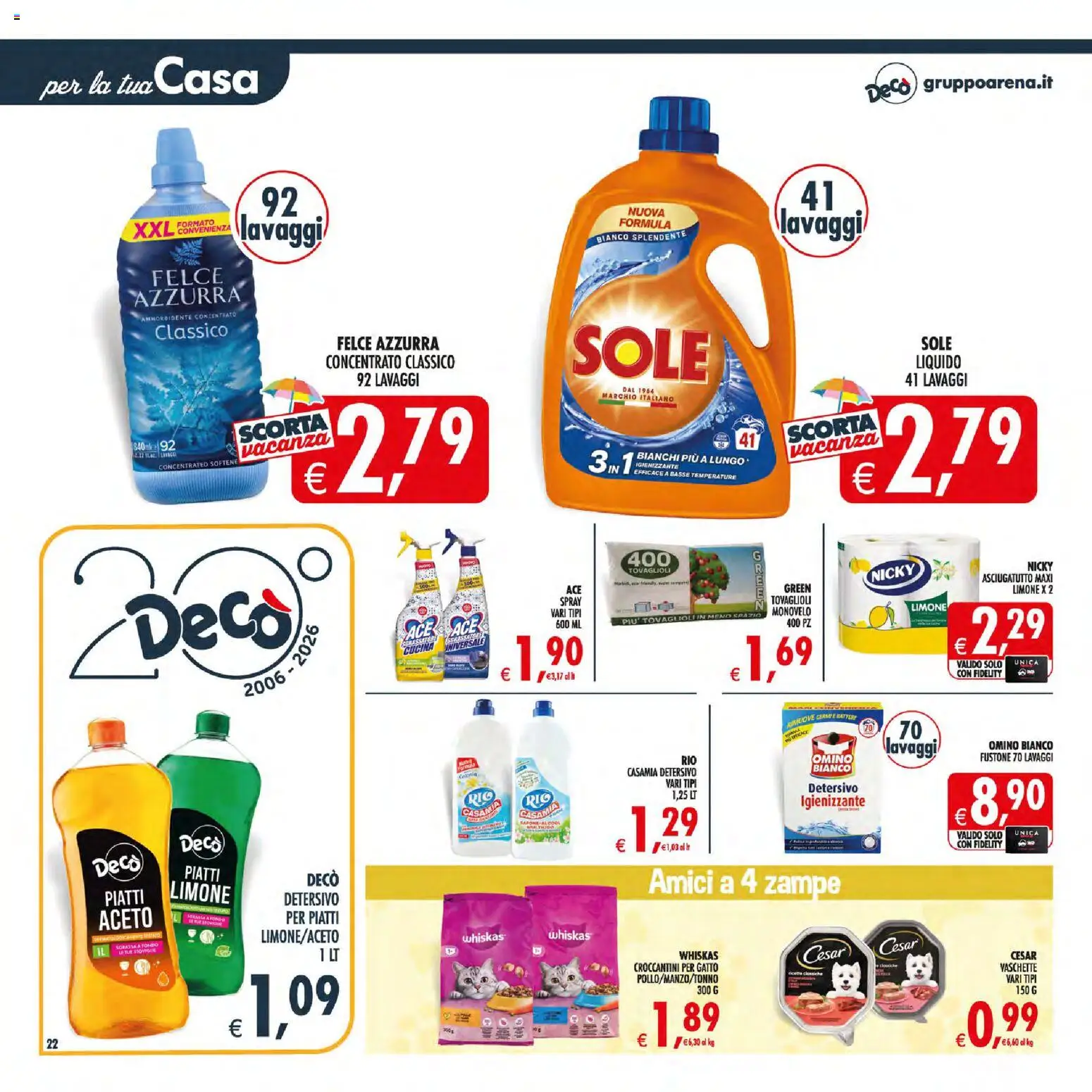 Volantino Decò del 21/07/2026 | Pagina: 26 | Prodotti: Ammorbidente, Limone, Asciugatutto, Vaschette