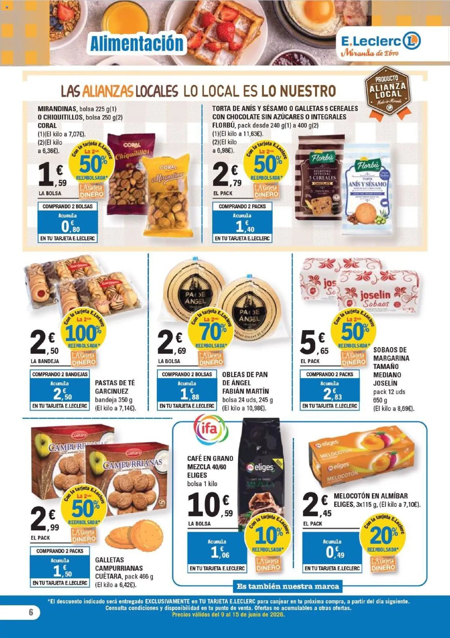 E.Leclerc Miranda de Ebro │ válido desde el 09.06.2026 | Página: 6 | Productos: Café, Chocolate, Margarina, Bandeja