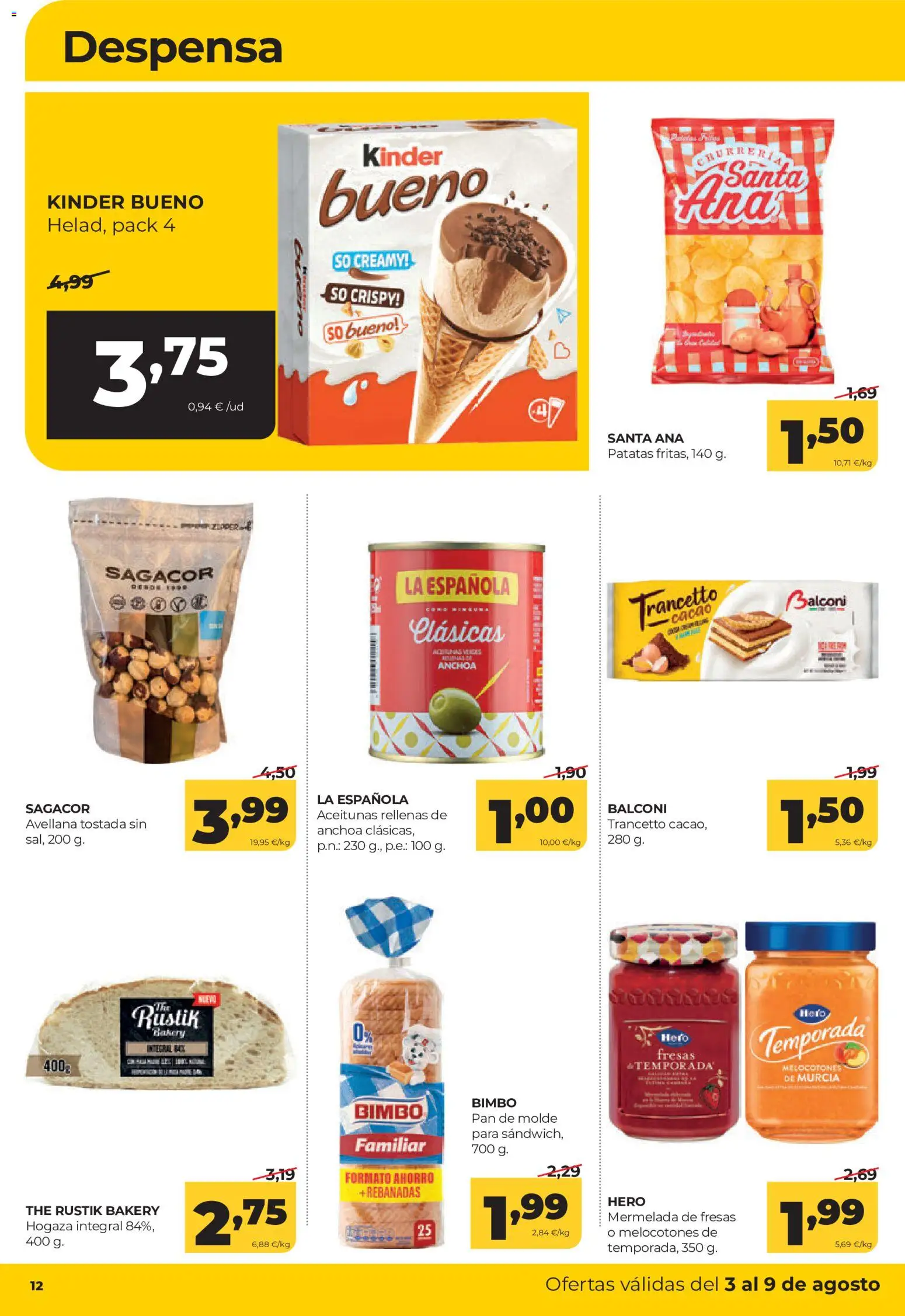 Alimerka folleto Castilla y León │ válido desde el 03/08/2026 | Página: 12 | Productos: Pan, Fresas, Pan de molde, Anchoa