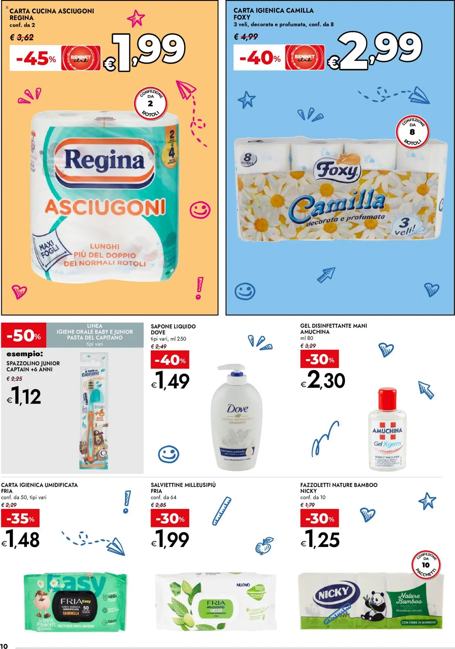 Volantino bennet del 27/08/2026 | Pagina: 10 | Prodotti: Spazzolino, Fazzoletti, Pasta, Igiene orale