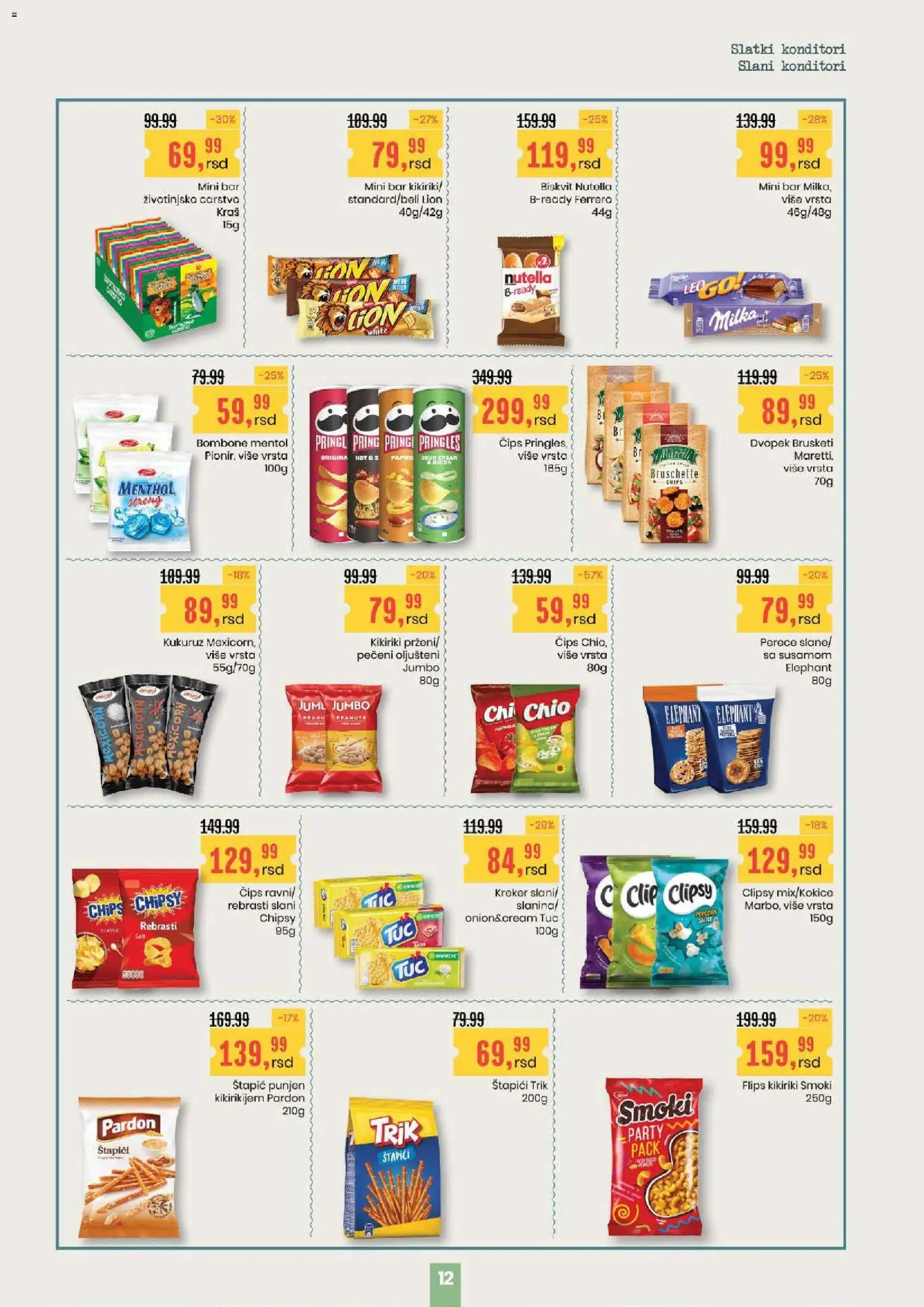 Aroma Market katalog - važi od 30.04.2026 | Strana: 12 | Proizvode: Bombone, Tuc, Kikiriki, Ferrero