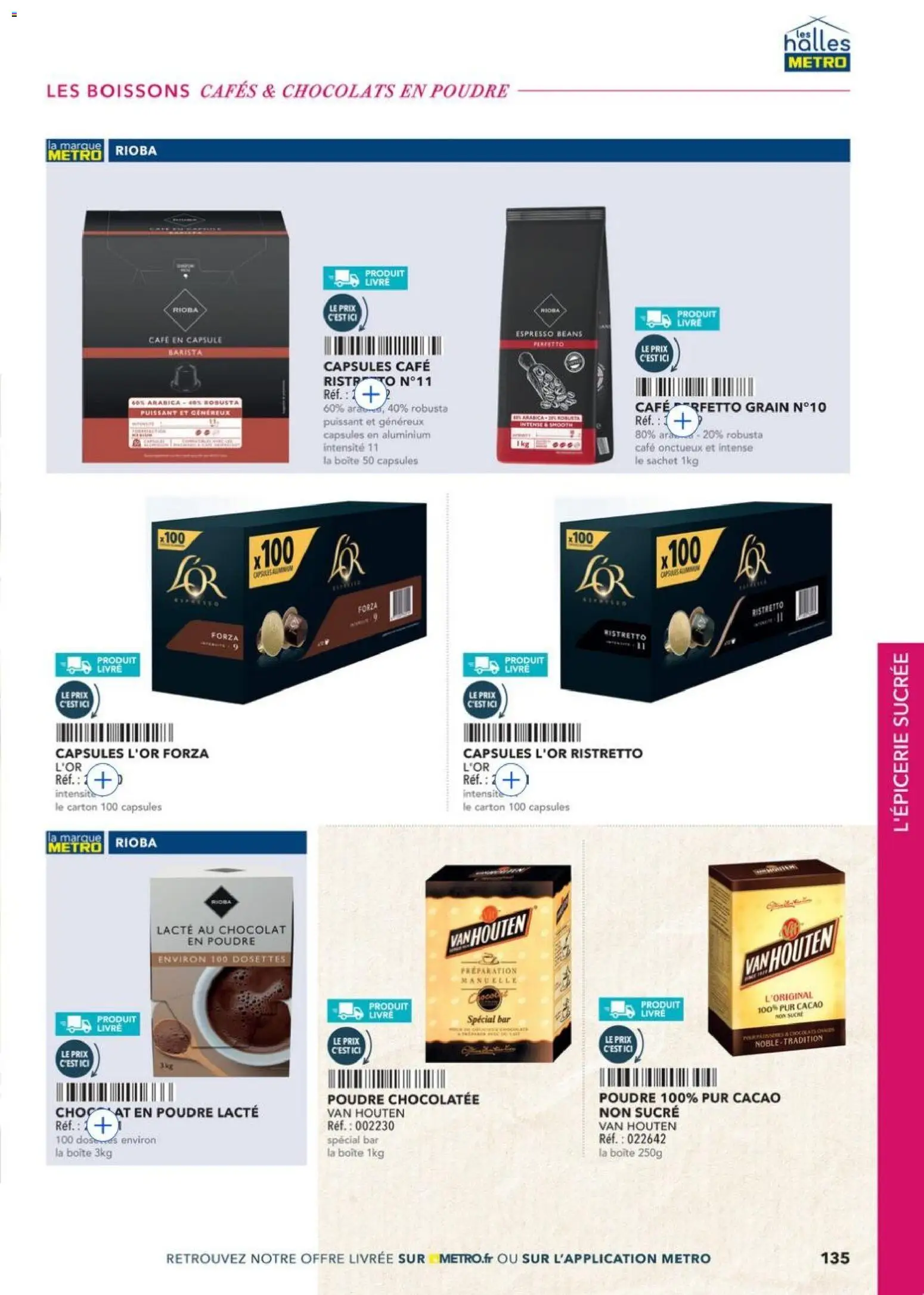 {H1} | Page: 135 | Produits: Sucre, Poudre, Café, Chocolat