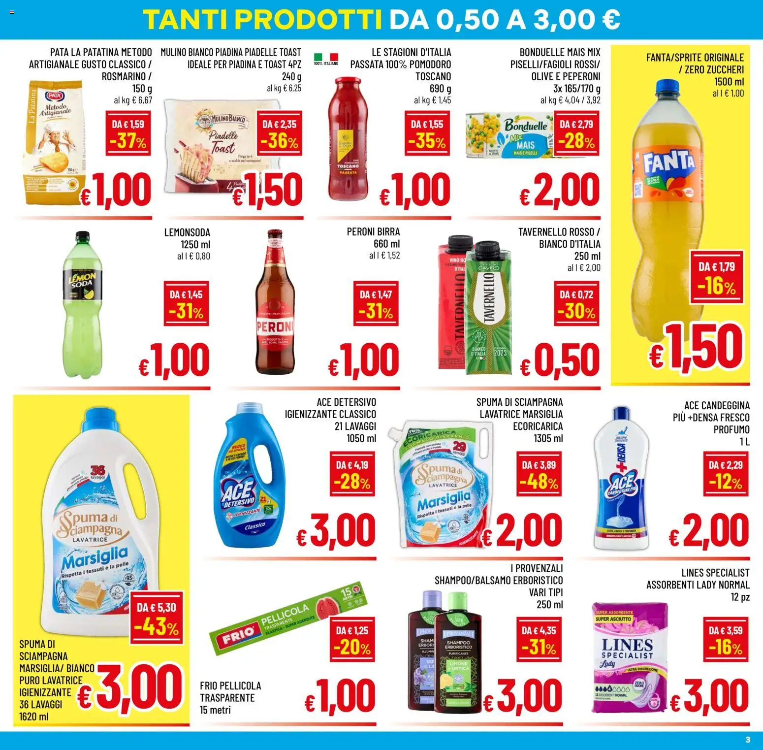Volantino A&O del 24/06/2026 | Pagina: 3 | Prodotti: Lavatrice, Piadina, Piselli, Profumo