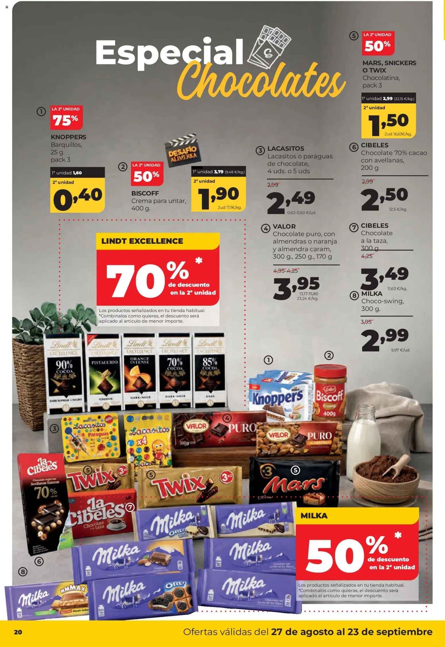 Alimerka folleto Castilla y León │ válido desde el 27/08/2026 | Página: 22 | Productos: Oreo, Snickers, Chocolate, Almendras