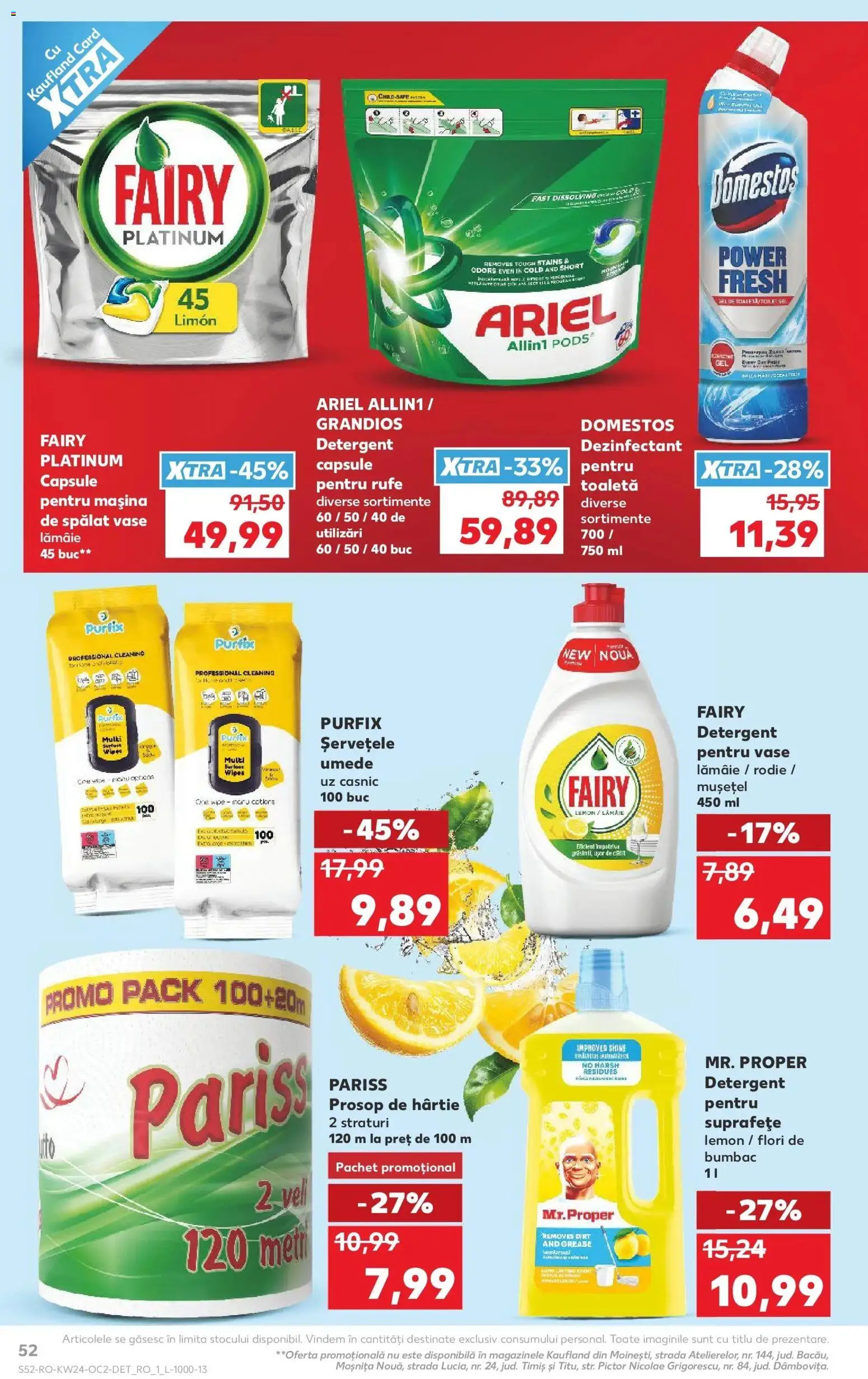 Noul catalog Kaufland – valabil de la 10.06.2026 | Pagină: 52 | Produse: Mașină De Spălat, Detergent, Șervețele umede, Lămâie