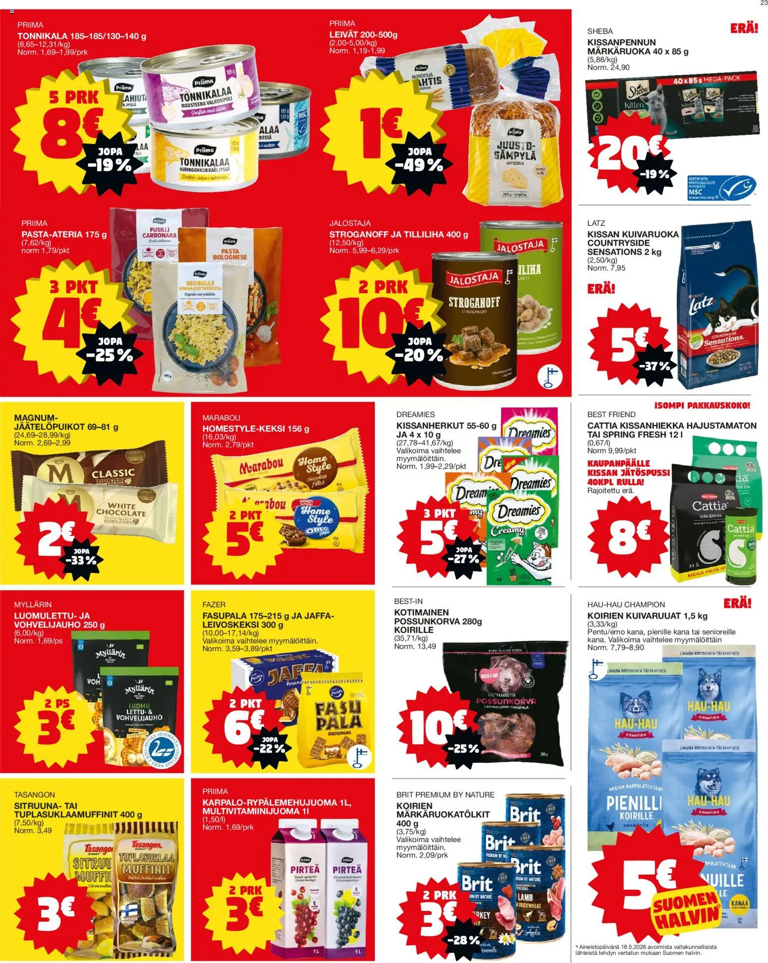 Tokmanni tarjoukset – voimassa 01.06.2026 alkaen | Sivu: 23 | Tuotteet: Kana, Juusto, Pasta, Tonnikala