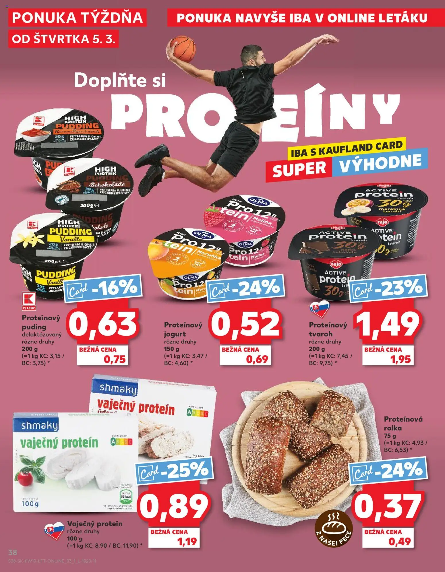 Kaufland SK akciós ujság - amely érvényes a következő dátumtól: 2026.03.05. | Oldal: 38 | Termékek: Puding, Protein