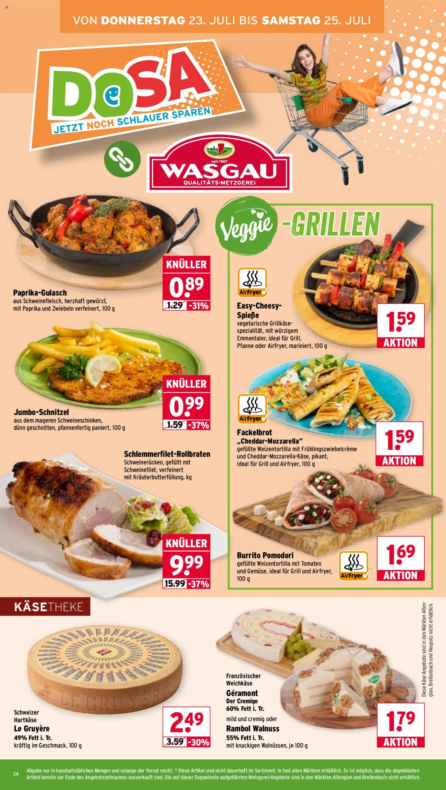 Wasgau Prospekt – gültig ab 20.07.2026 | Seite: 24 | Produkte: Grill, Geramont, Tomaten, Zwiebeln