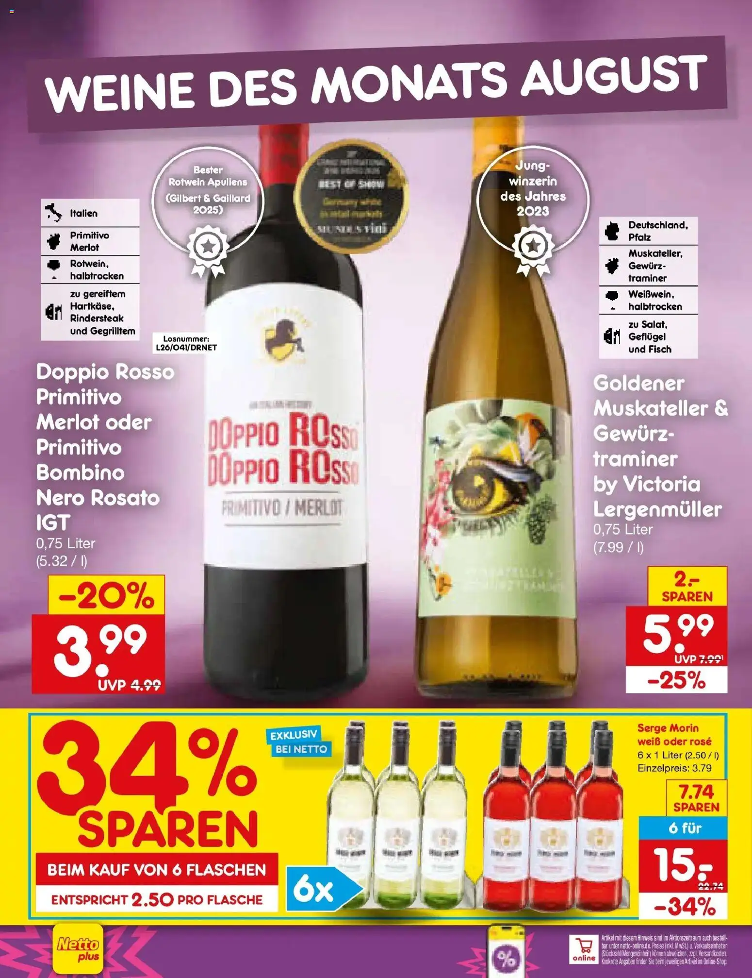 Netto Marken-Discount Prospekt Koblenz (ab 24.08.2026) » Angebote | Seite: 8 | Produkte: Rotwein, Merlot, Fisch