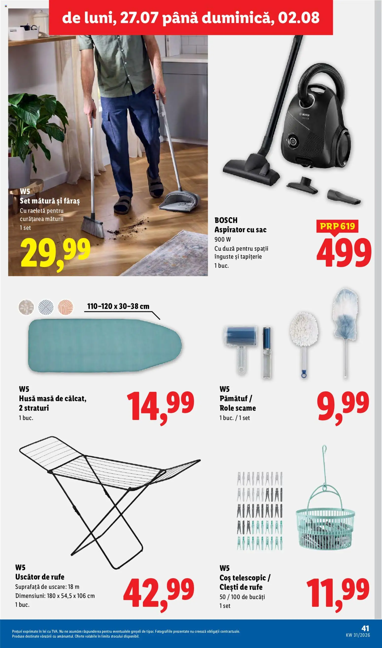 Noul catalog Lidl – valabil de la 27.07.2026 | Pagină: 41 | Produse: Aspirator cu sac, Aspirator, Uscător de Rufe, Masă