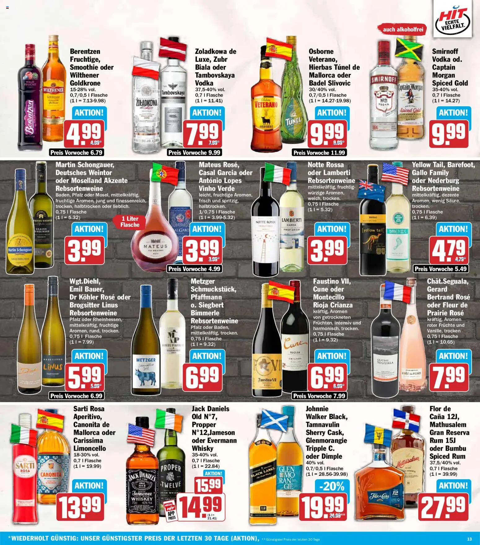 HIT Prospekt – gültig ab 21.09.2026 | Seite: 13 | Produkte: Whisky, Smirnoff, Whiskey, Berentzen