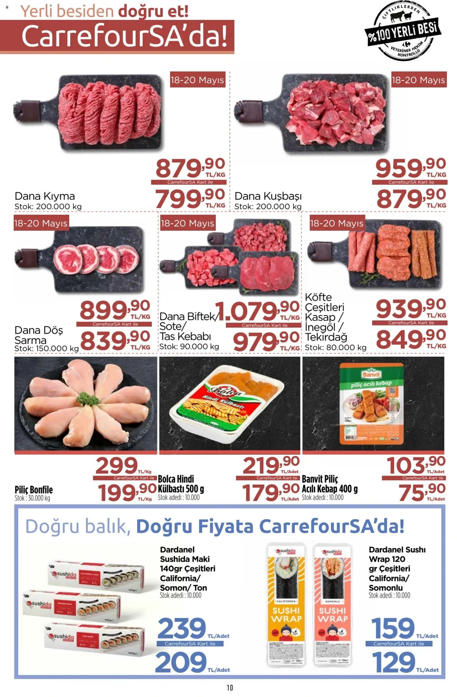 CarrefourSA Katalog - 18.05.2026 tarihinden itibaren geçerlidir | Sayfa: 10 | Ürünler: Kıyma, Piliç, Piliç bonfile, Dana kuşbaşı