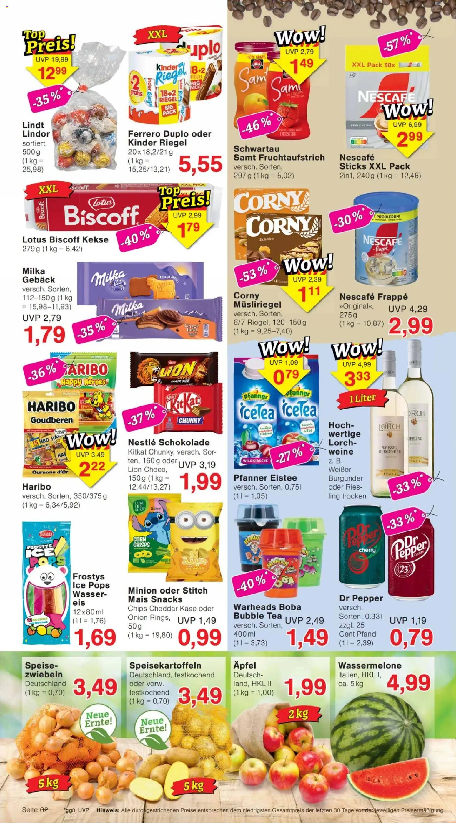Jawoll Prospekt – gültig ab 03.08.2026 | Seite: 2 | Produkte: Käse, Ferrero duplo, Kinder riegel, Chips