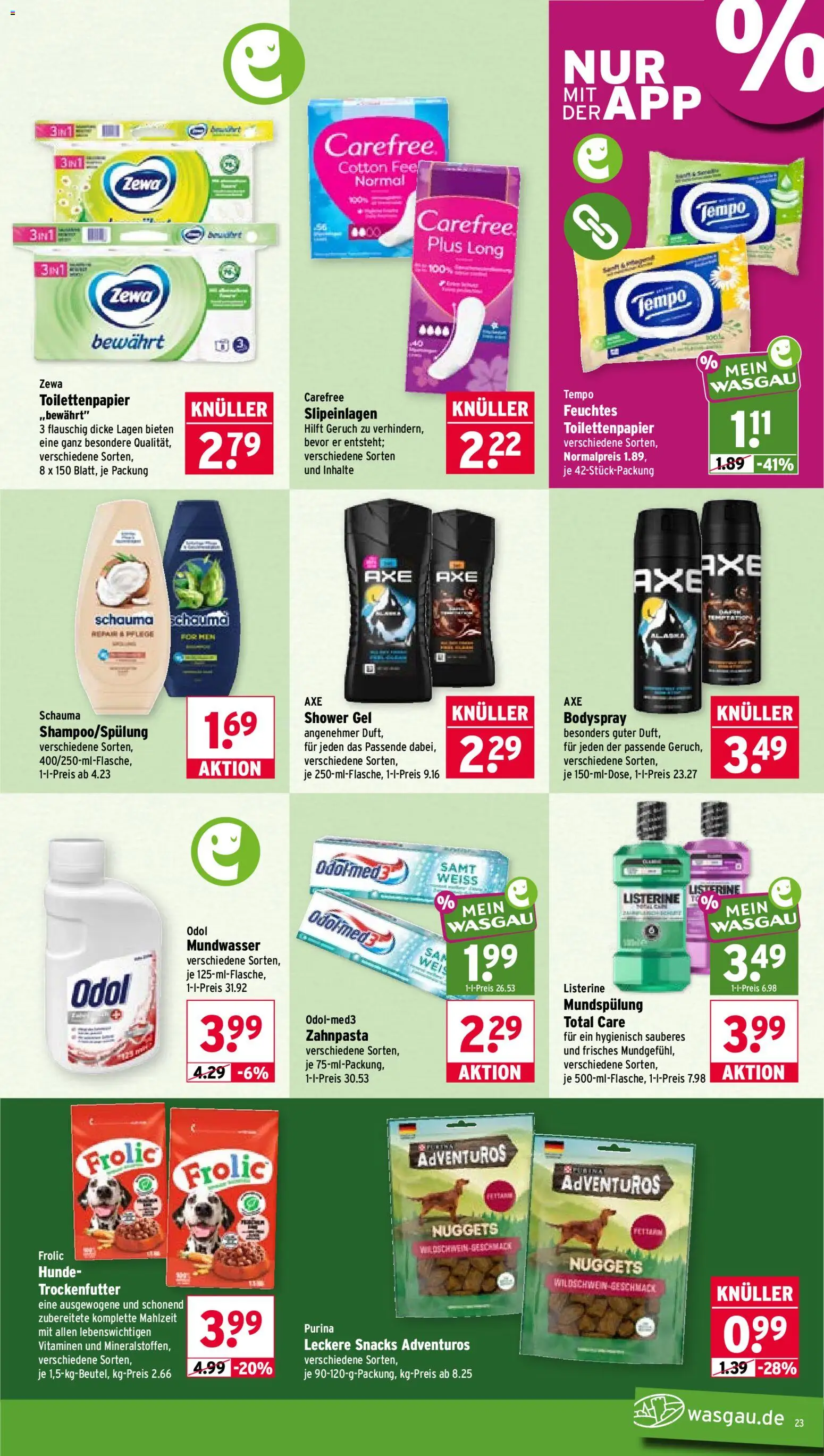 Wasgau Prospekt – gültig ab 31.08.2026 | Seite: 23 | Produkte: Zewa, Mundwasser, Tempo, Toilettenpapier
