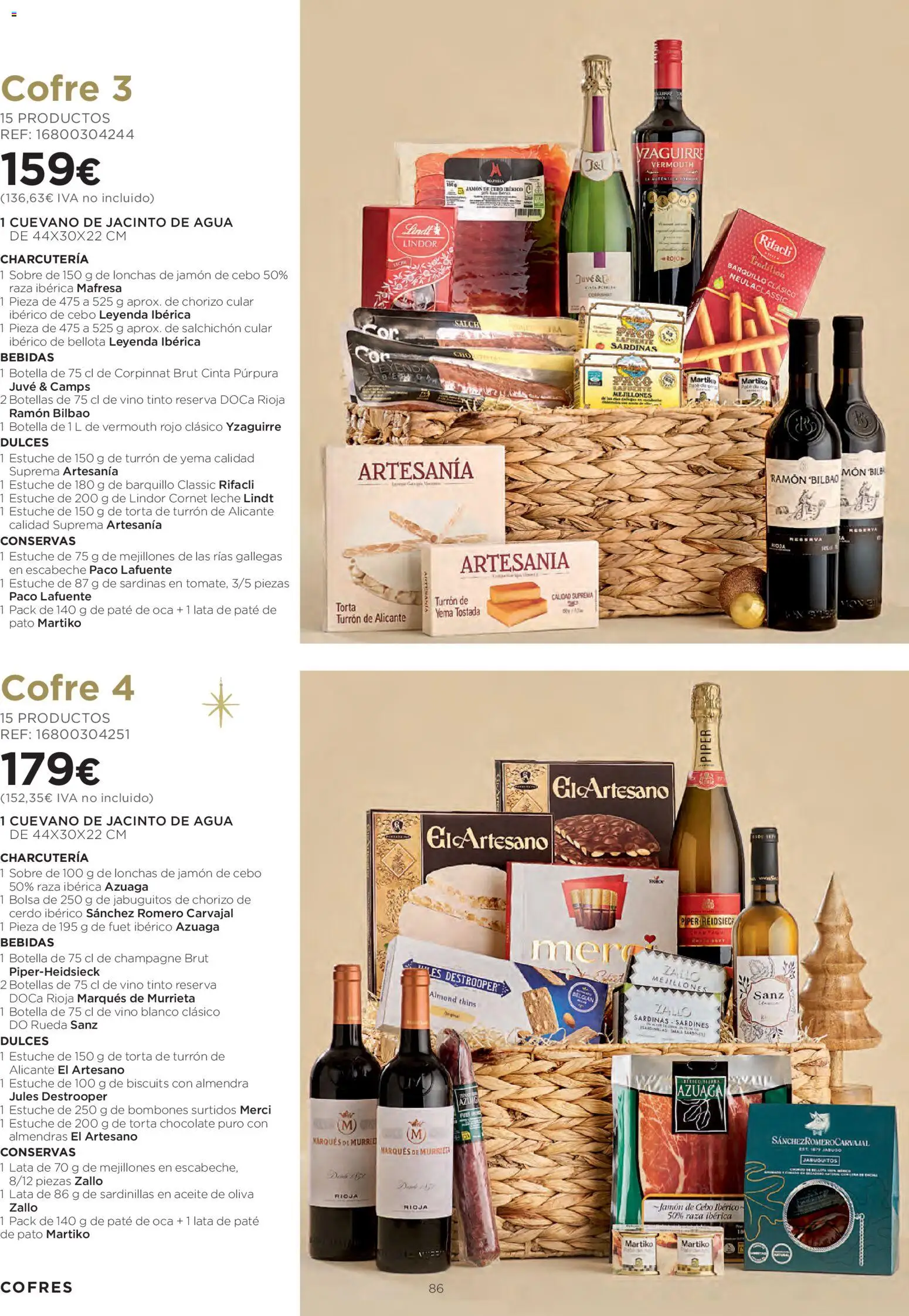 El Corte Inglés Cestas Navidad 2026 Cataluňa │ válido desde el 08/10/2026 | Página: 86 | Productos: Cerdo, Lindt, Almendras, Sardinas