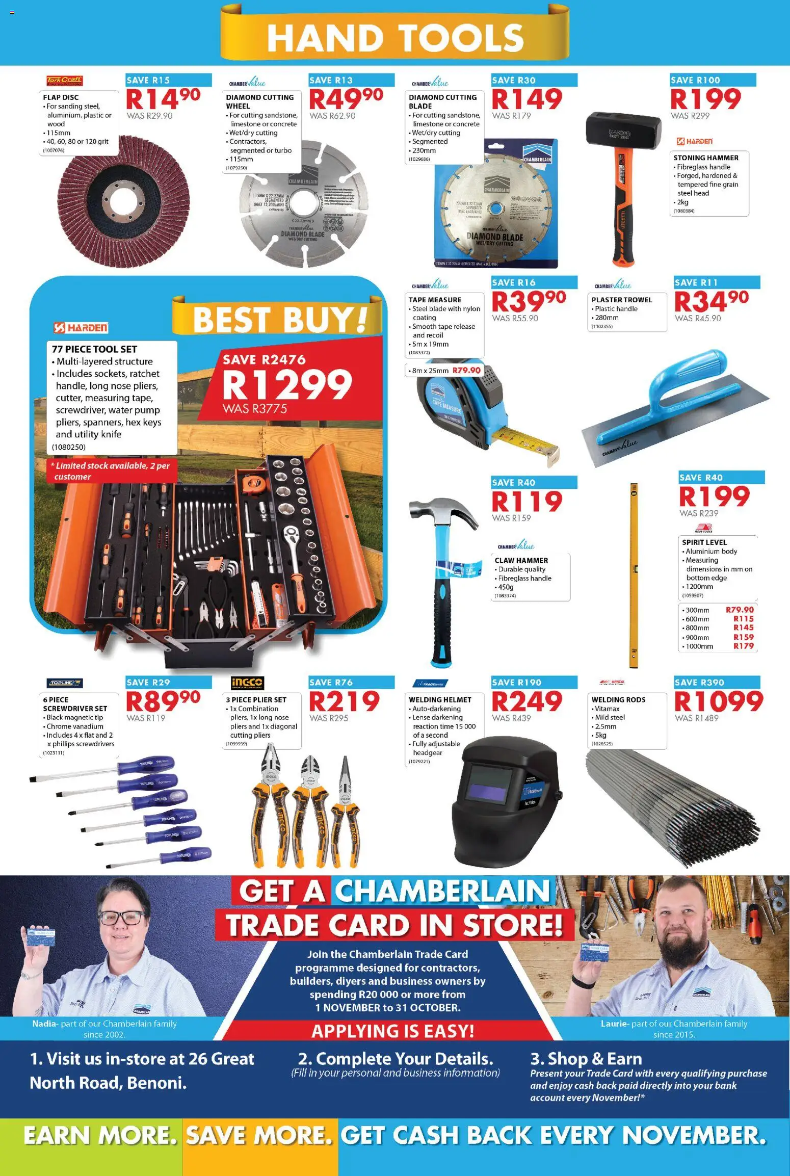 New Chamberlain catalogue – valid from 01/09/2026 | Page: 8 | Products: Hammer, Stock, Water, Tape