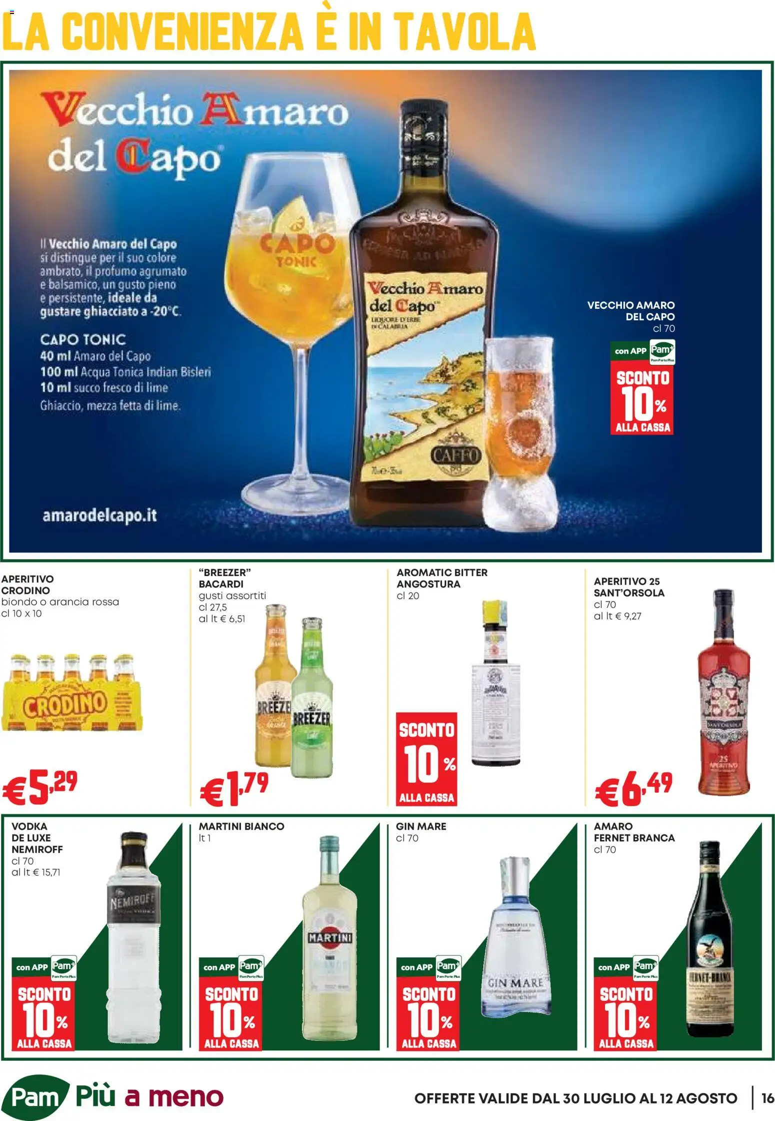 Volantino PAM del 30/07/2026 | Pagina: 16 | Prodotti: Succo, Gin, Profumo, Aperitivo