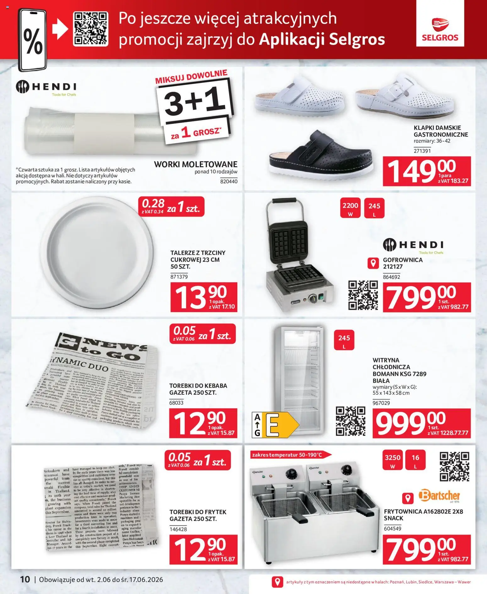 Selgros cash&carry gazetka - Oferta dla gastronomii od 02.06.2026 | Strona: 10 | Produkty: Klapki, Klapki damskie, Witryna, Torebki