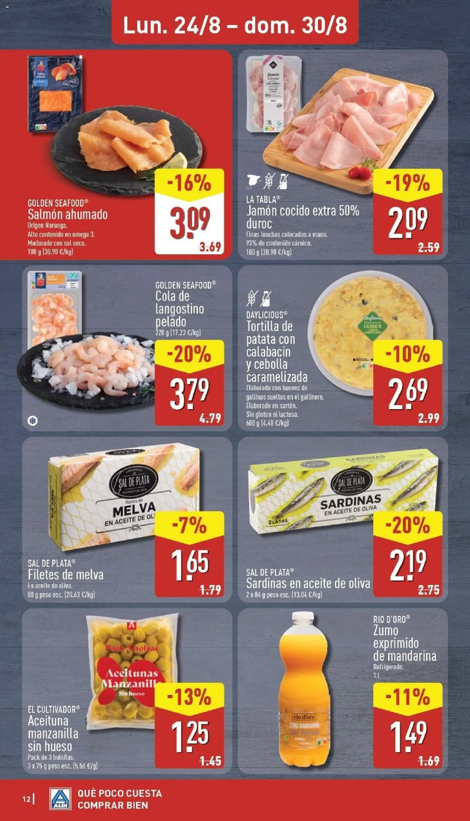 Aldi folleto Canarias │ válido desde el 24/08/2026 | Página: 12 | Productos: Calabacín, Aceite de oliva, Peso, Langostino