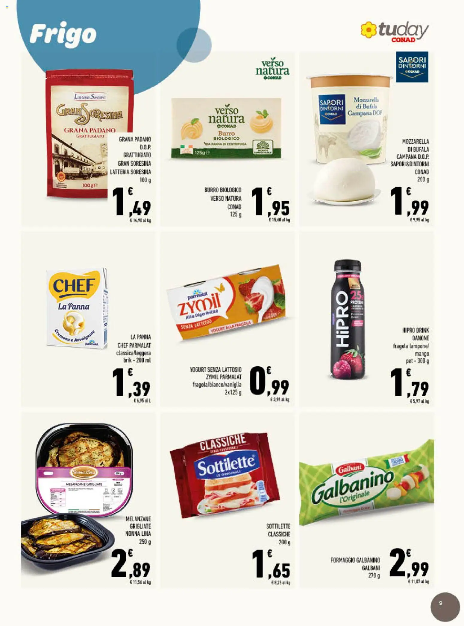 Volantino Conad del 01/07/2026 | Pagina: 9 | Prodotti: Yogurt, Mozzarella, Mango, Burro